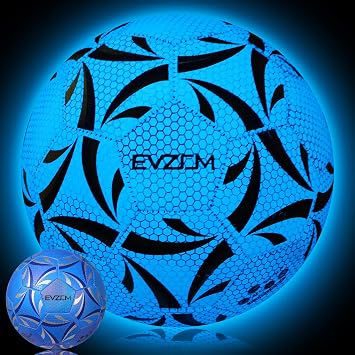 EVZOM Soccer Ball Luminous Official Match Game American Soccer Ball Size 3,Size 4,Size 5 for Boys,Girls,Kids,Adult Outdoors Indoors Sports Ball Training