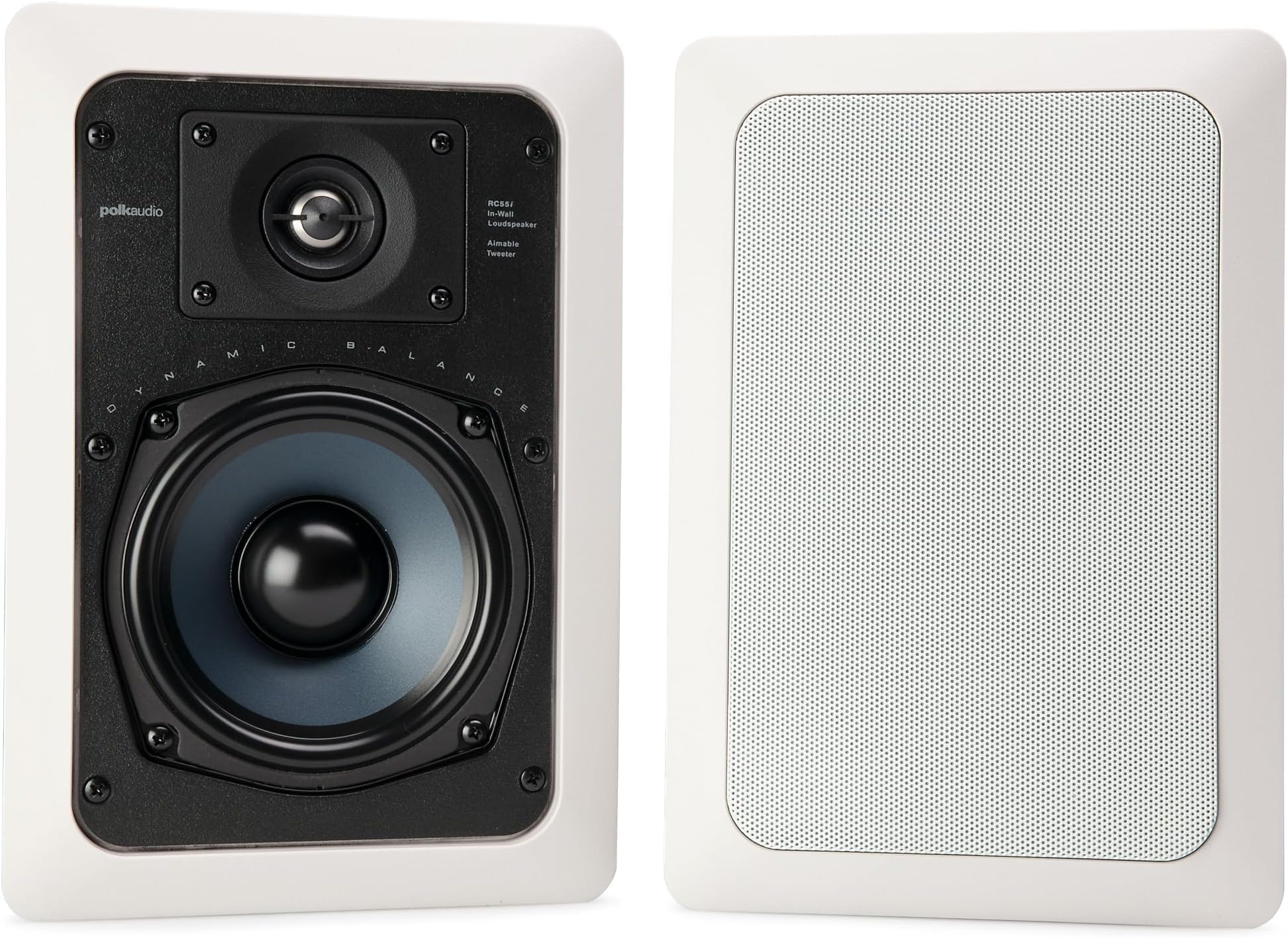 Polk Audio RC55i 2-Way Premium in-Wall 5.25" Speakers (Pair) | Perfect for Damp and Humid Indoor/Outdoor Placement - Bath, Kitchen, Covered Porches (White, Paintable Grille) (Pack of 6)