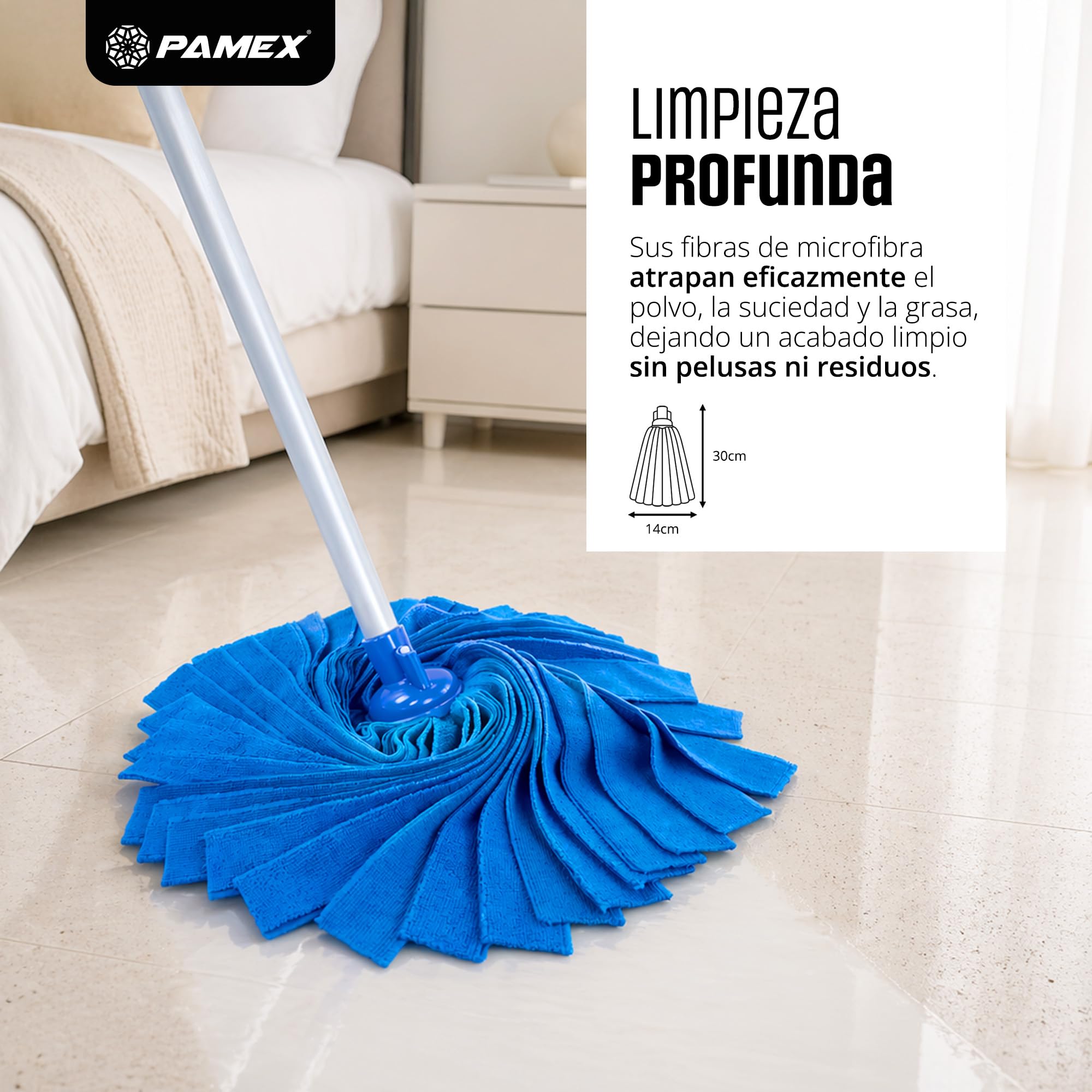 Pamex - Fregona de Microfibra Tiras 180g Anonima - 24 Unidades (Azul)