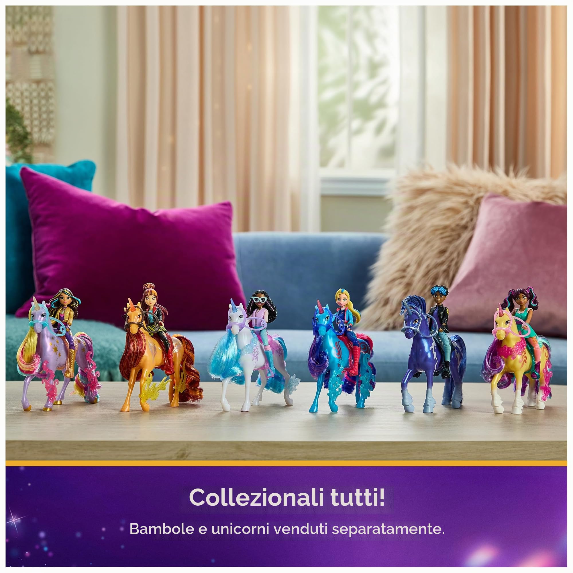 Unicorn Academy Set – Rory e Unicorno Storm con vera criniera e coda e spazzola, circa 12 cm personaggi originali della popolare serie Netflix, per bambini dai 4 anni in su