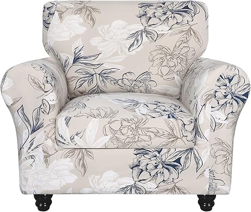 SearchI Funda elástica para sofá estampada, funda para sillón de 2 piezas con patrón floral con funda de cojín separada para silla, protector de