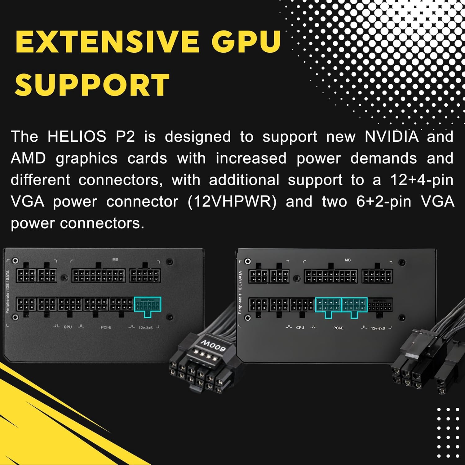 GAMDIAS PCIe 5.1 & ATX3.1 Gold 1000W Power Supply for GeForce RTX 5000 Series, 1000W Fully Modular ATX 80 Plus Gold Computer PSU for Gaming PC Desktops, Low-Noise Fan, Helios P2-1000G - Image 9