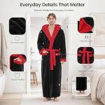PJGGZ Mens Plush Robes Full Length, Big and Tall Fleece Hooded Bathrobe Warm Fluffy Cozy Winter Housecoat Floor Length