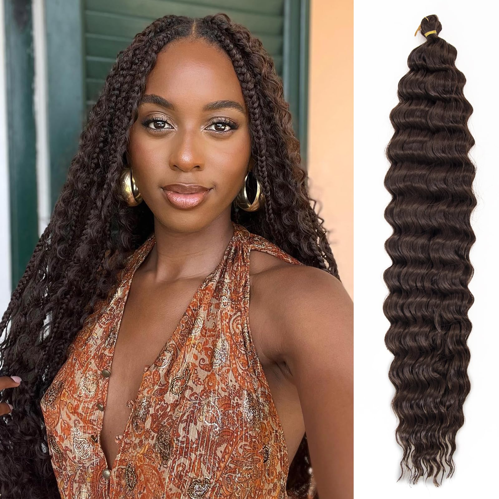 Curly Braiding Hair Ocean Wave Crochet Hair 22Inch Deep Curly Crochet Braids Wet and Wavy Braiding Hair Synthetic Crochet Hair for Black Women Human
