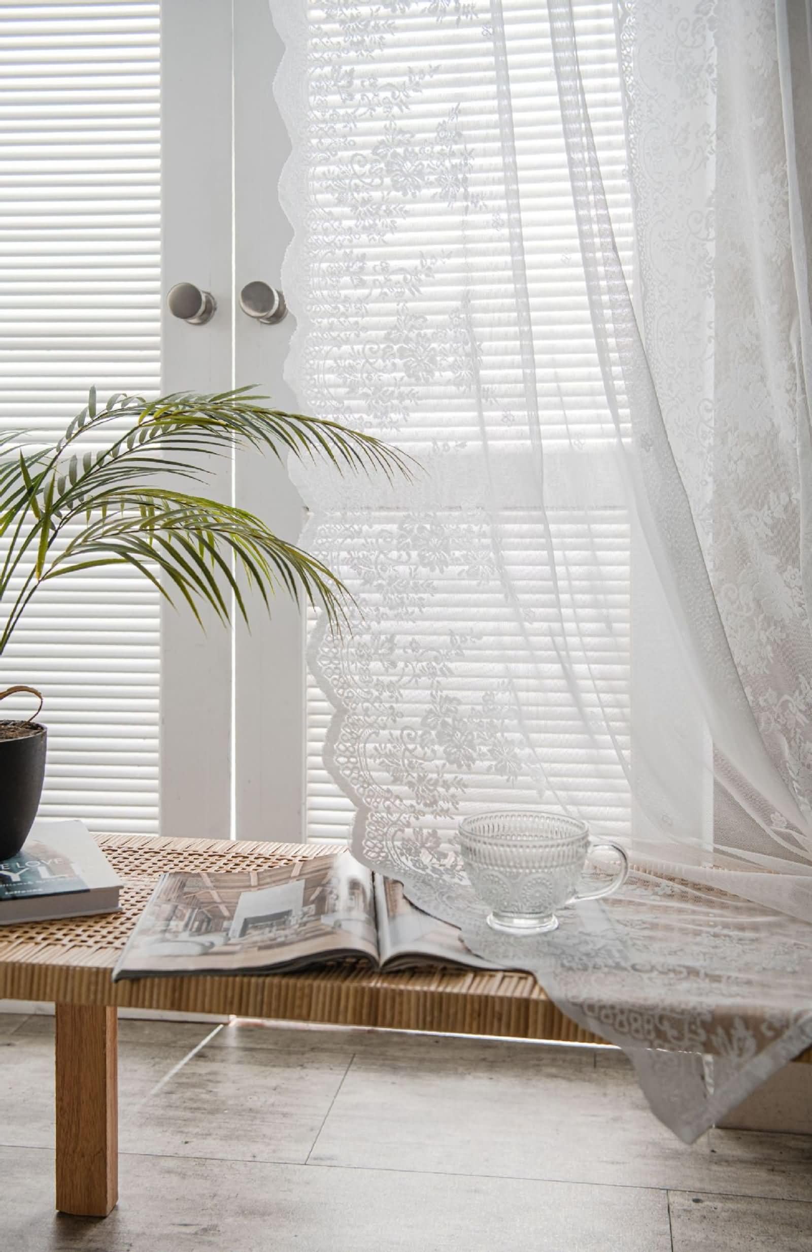 Cortinas Semitransparentes Gasa Cortinas De Tul Blanco Con Ojales - Estilo  Vintage Espejo - 150x140 Cm - Semitransparente Cortinas Ojales Decorativas, image size:1600x2467