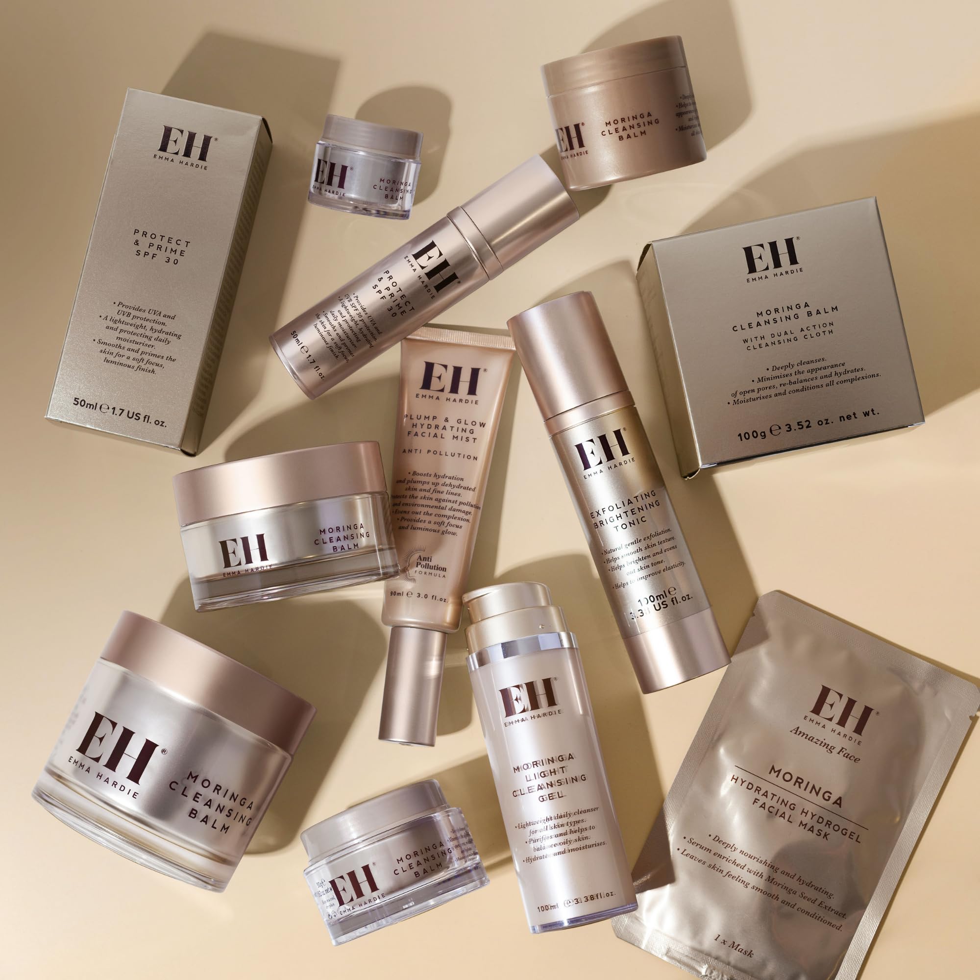 Emma Hardie Protect & Prime 50 ml, Feuchtigkeitsspendende Sonnenschutzcreme (LSF 30) mit Hyaluronsäure, Schützt die Haut vor Schädigender UVA- und UVB-Strahlung, Vegan und Tierversuchsfrei