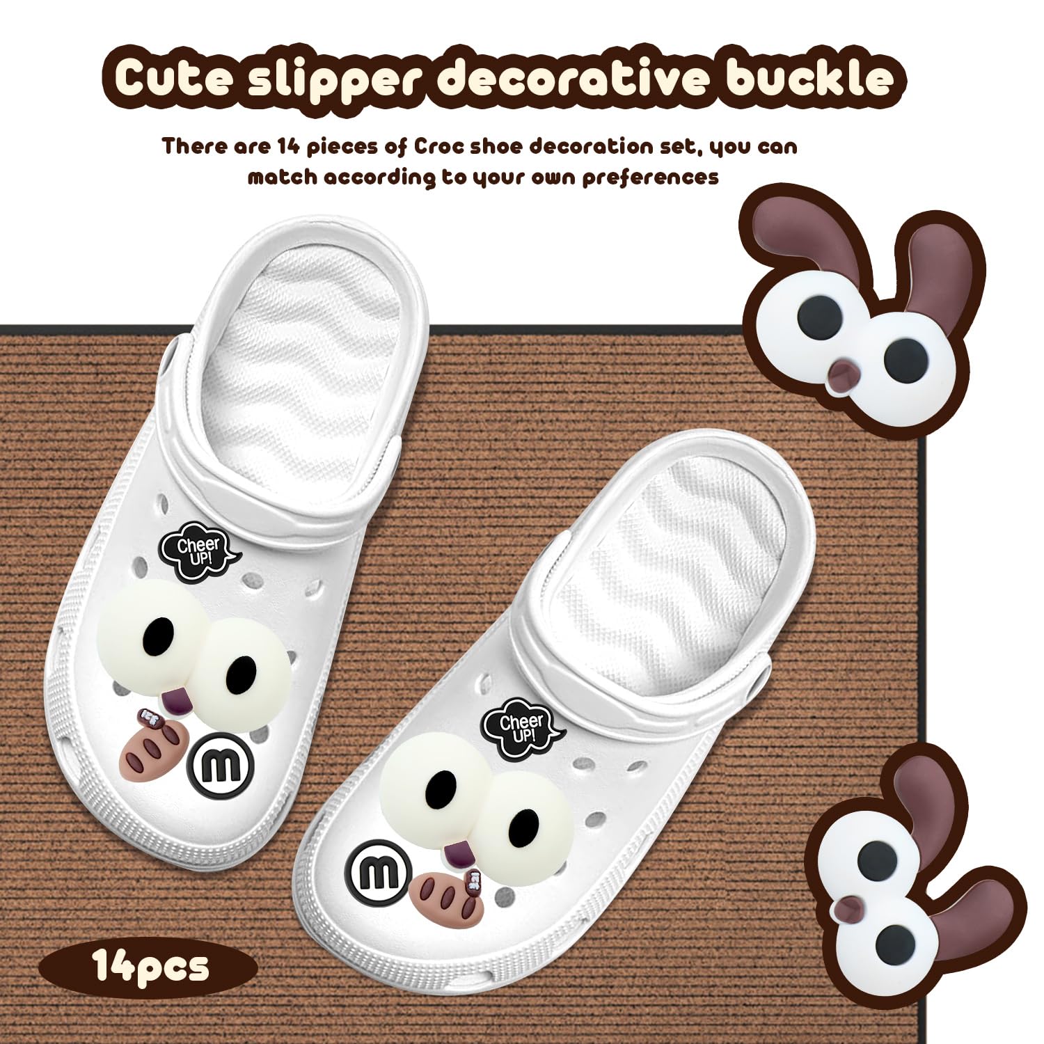Adornos Zapatos, Shoe Charms, Encantos de Zapatos de PVC, Decoración de Zapatos Dibujos Animados Ojos Grandes 3D para Niños y Adultos, 14 Piezas Pins para Crocs, Bolsos, Pulseras