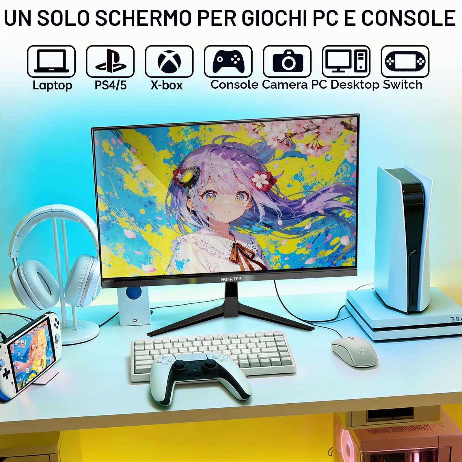 Monitor 27 Pollici 4K UHD (3840×2160), Monitor PC IPS con HDR10, 100% sRGB, 60Hz, 1ms MPRT, HDMI e DisplayPort, VESA 100×100 mm, Schermo PC per Home Office, Multimedia e Monitor Gaming