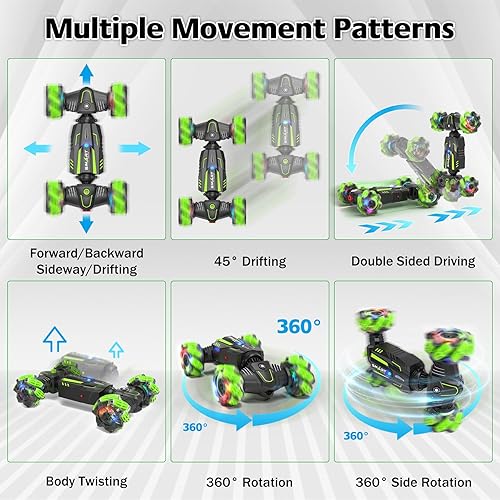 Miniatura 4 de Eulogia Coche de Control Remoto con Detección de Gestos Acrobacia de Coches, Coche RC 2.4Ghz con Efecto de Pulverización Juguetes para Niños 360°