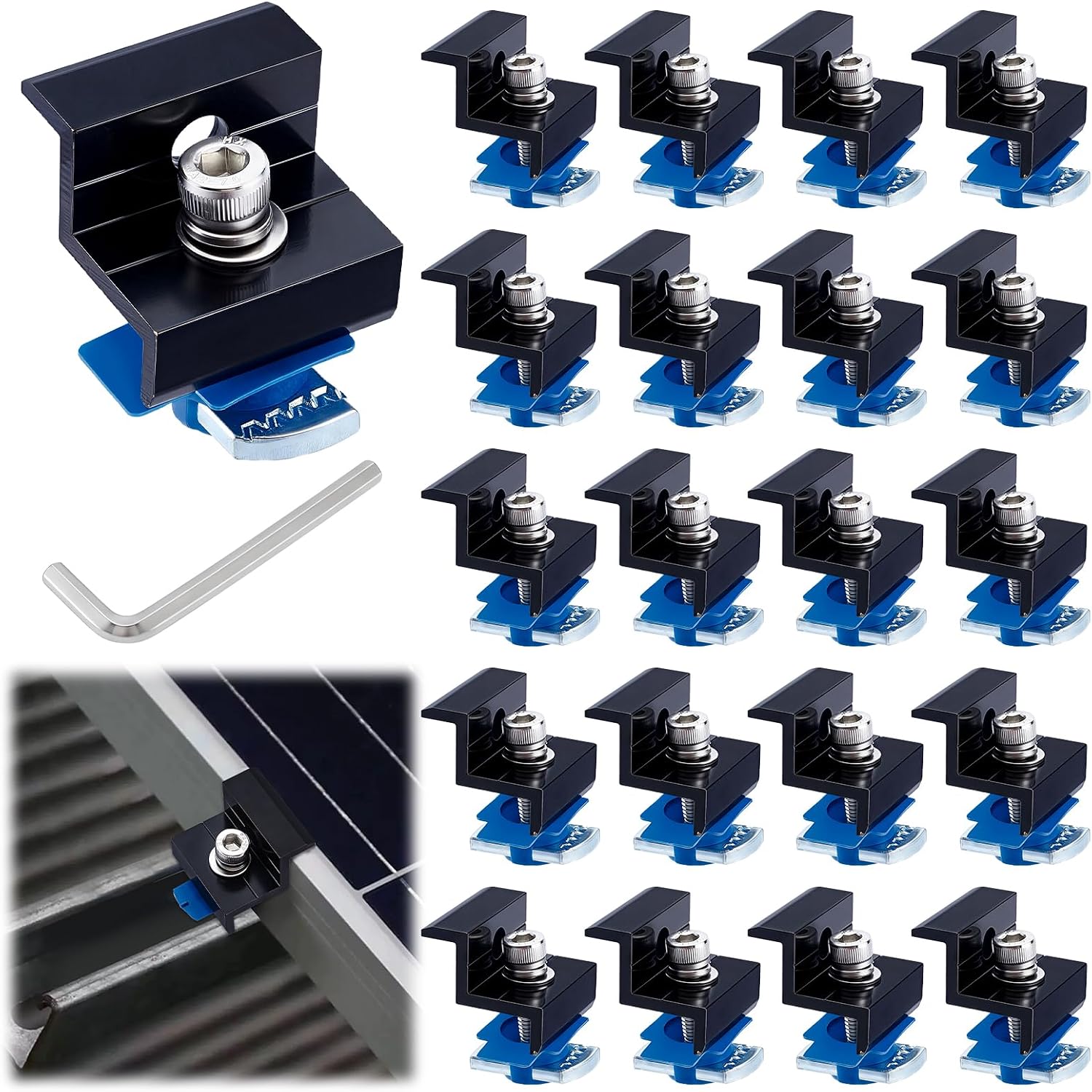 Amazon.com: TWINKLEMON 20PCS Solar Panel End Clamp for Standard ...