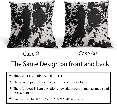 Miniatura 5 de Juego de 2 fundas de almohada con estampado de piel de vaca occidental de 18 x 18 pulgadas, fundas de almohada decorativas con puntos de vaca negra