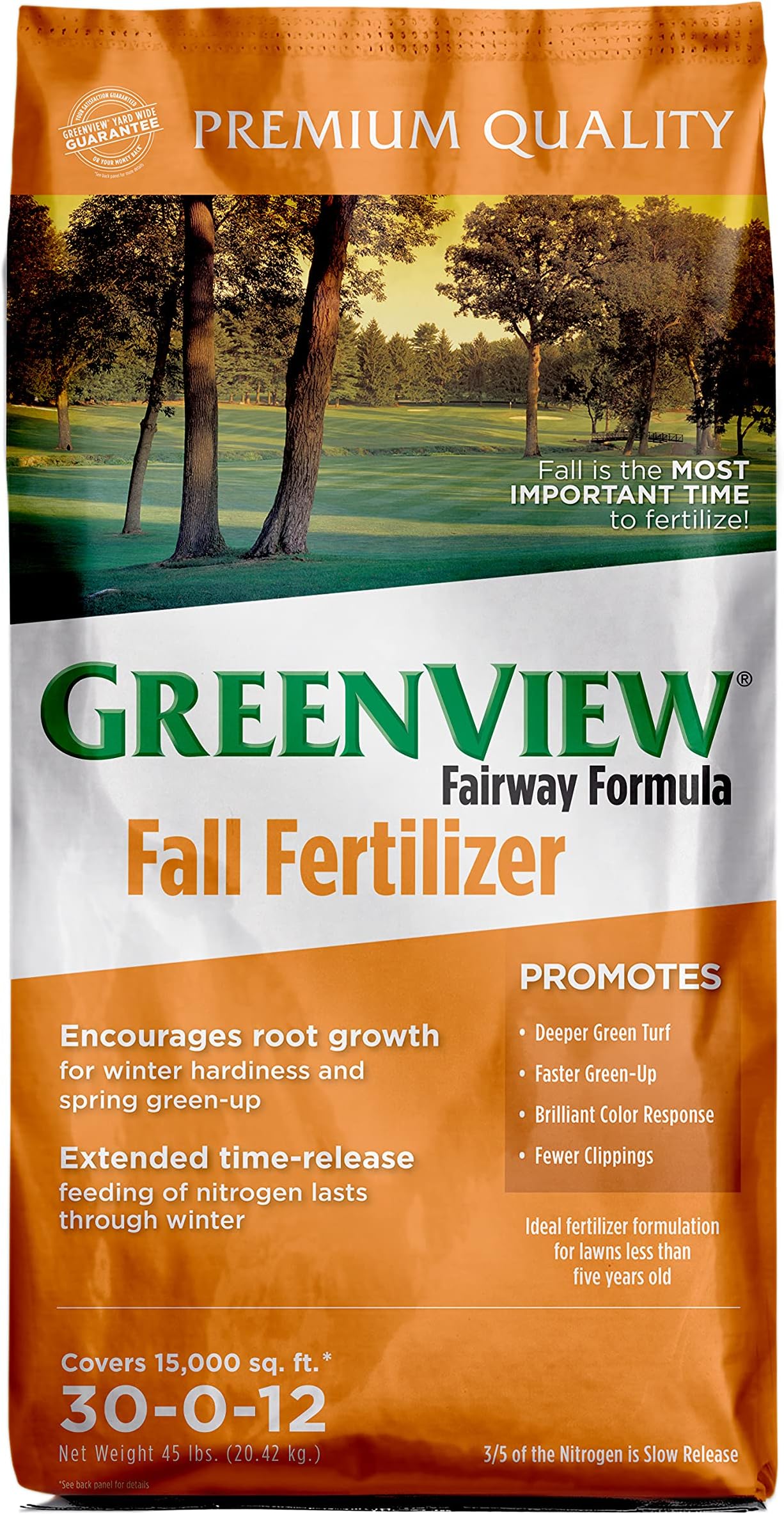GreenView Fairway Formula Fall Lawn Fertilizer - 45 lb. Bag - Covers 15,000 sq. ft.