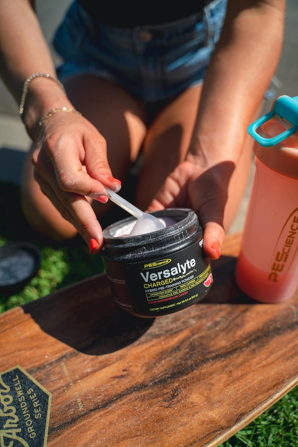 PEScience Versalyte Charged, Electrolyte Powder with Caffeine, Sugar Free, Hydration Powder Plus Energy for Hybrid Training - Sour Watermelon Candy, 30 Servings