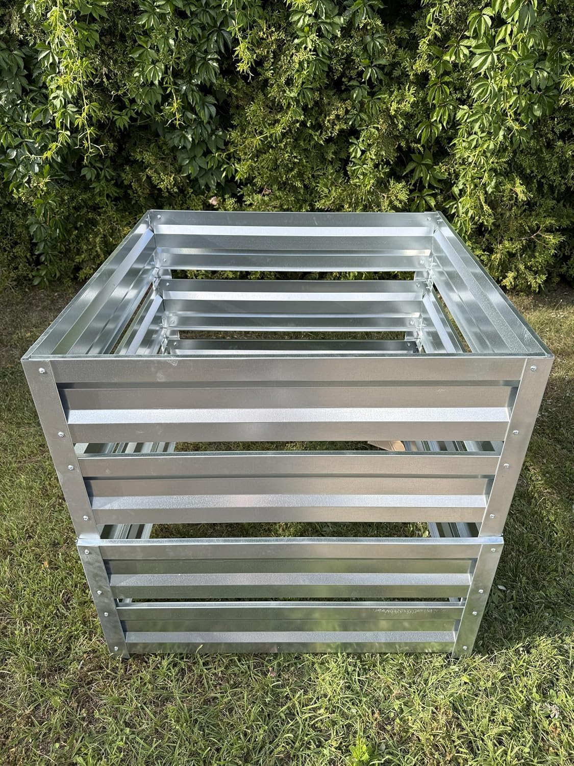 Composteur 1000 l en métal galvanisé pour jardin, durable, résistant aux intempéries (zinc (acier galvanisé))