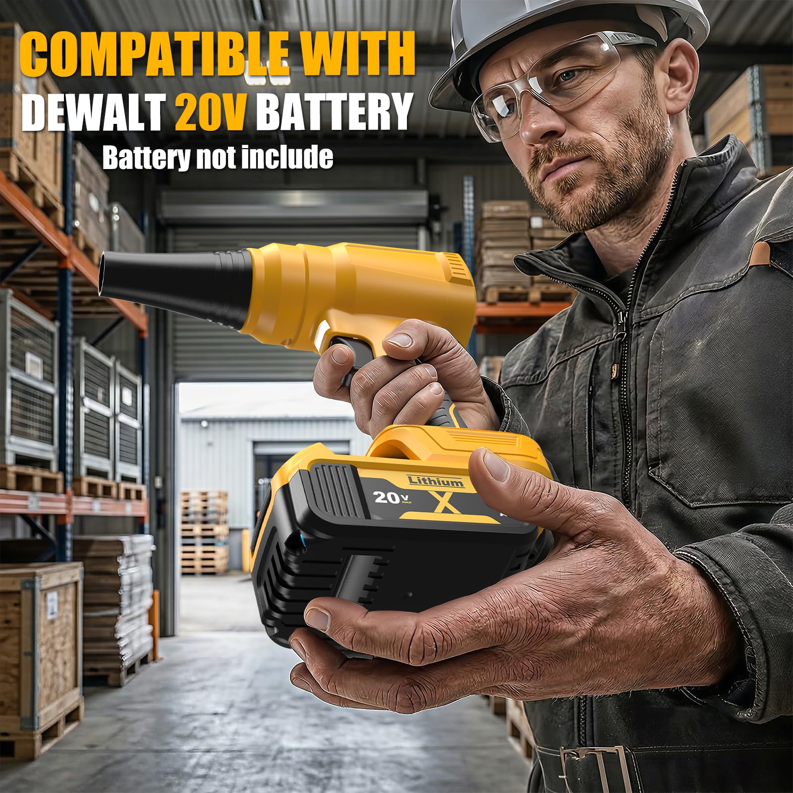 Soplador de hojas inalámbrico para batería Dewalt de 20 V, 140.000 rpm, diseño ligero sin escobillas, soplador de mano para limpieza de patio, agua sopladora de coche, soplando hojas y polvo, solo