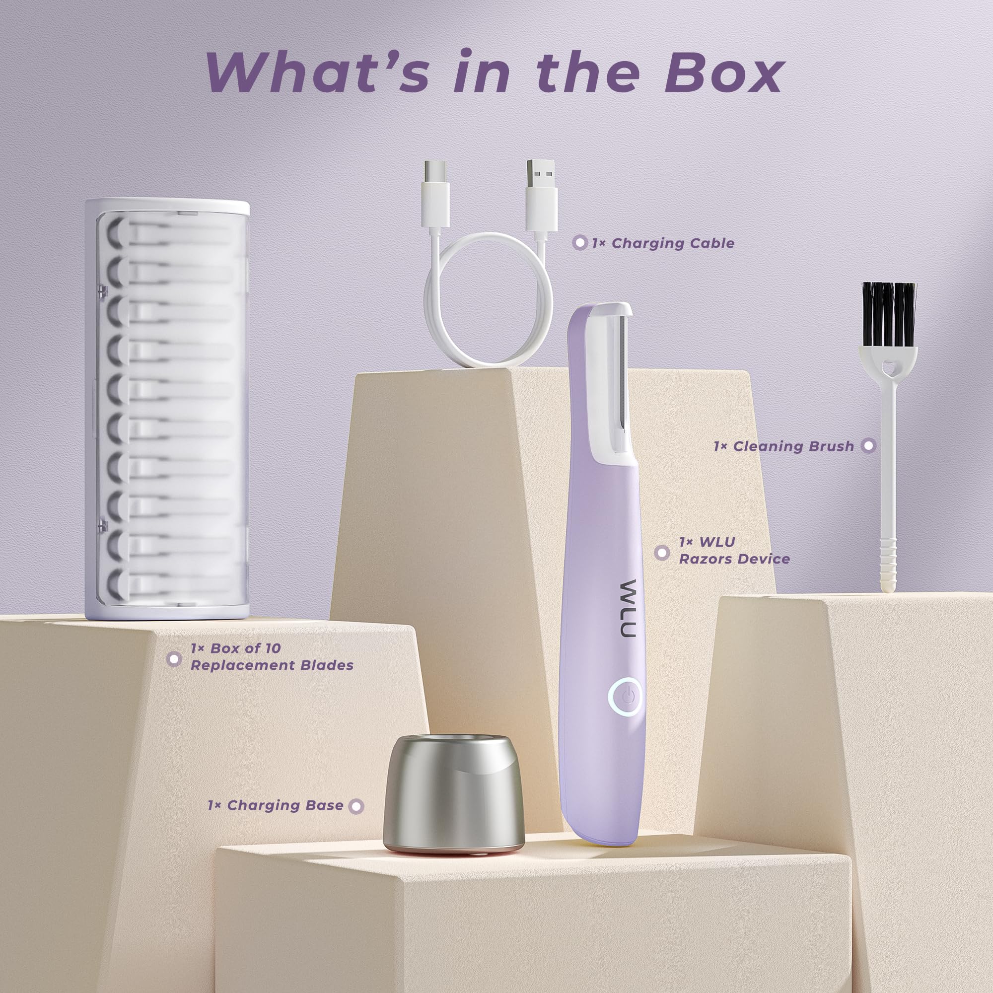WLU - Rasoio per il viso da donna, strumento ricaricabile per il dermaplaning del viso, per peli di pesca, rimozione dei peli del viso e dell'esfoliazione, tecnologia sonica con luce LED, 3 velocità e