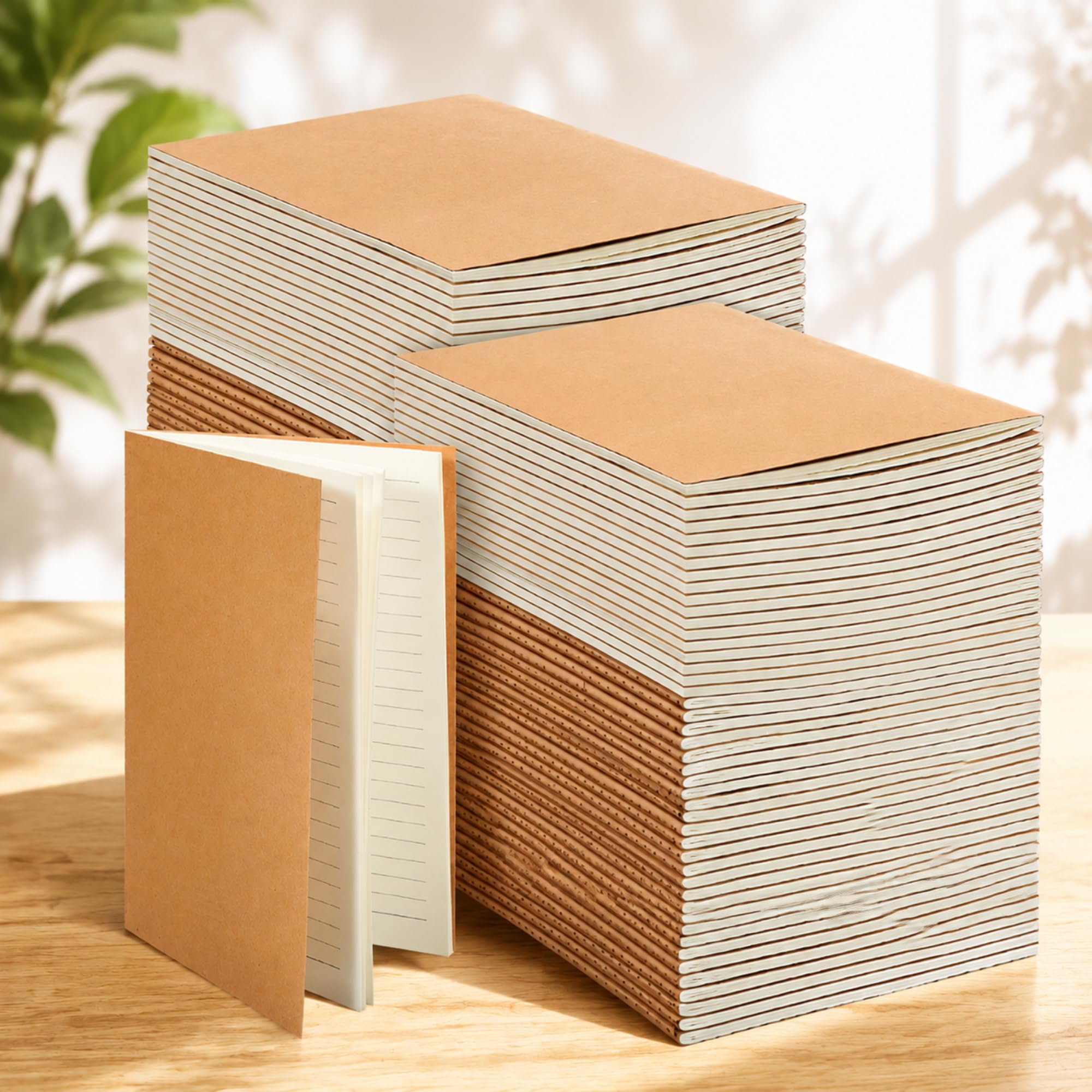 Mimorou 100 Pcs A5 Journals Notebooks Bulk,Brown,Lined
