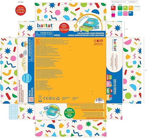 Miniatura 8 de Battat Caja registradora de juguete para niños, niños pequeños - 48 piezas con dinero de juguete, tarjeta de crédito - Juego de simulación - 3+ años