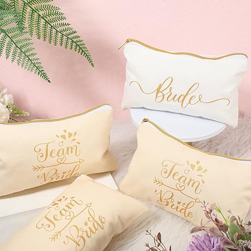 Miniatura 3 de Sweetude 27 bolsas de maquillaje cosmético para dama de honor, regalo para novia, coleteros para el cabello de novia, lazos en forma de corazón,