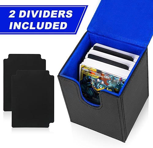 Miniatura 4 de LEFORZ Caja de cartas con 2 divisores, caja de almacenamiento premium para juegos de cartas que se adapta a más de 100 cartas de una sola manga,