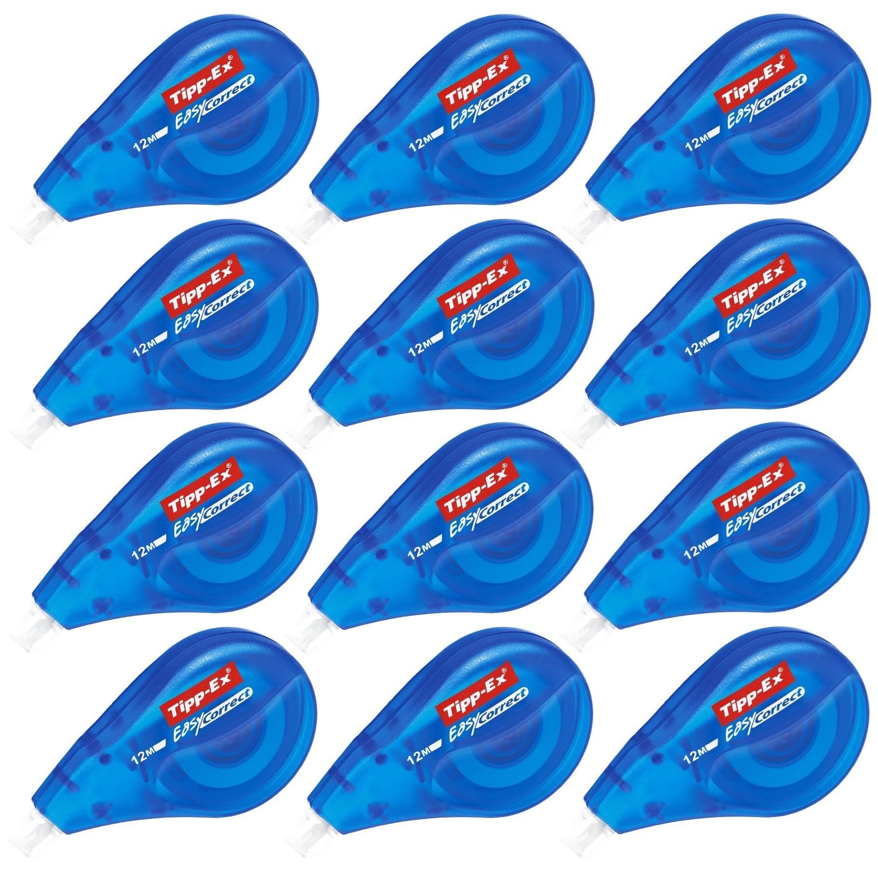 TIPP-Ex Easy Correct White Correction Tape Mouse Rollers, Extra Long 12m, Pack of 12