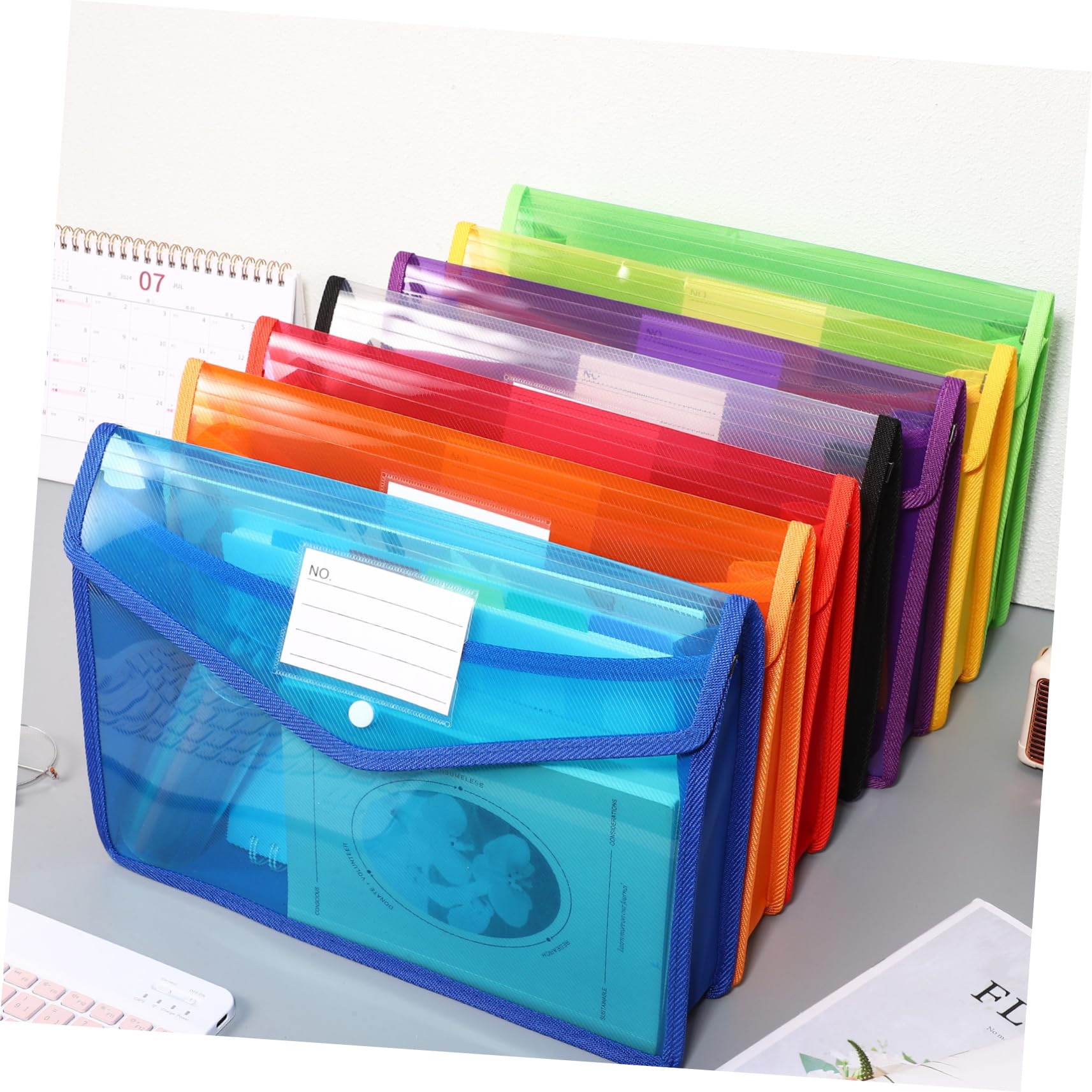 Mipcase 7pezzi Cartella Portadocumenti Espandibile in Formato Con Tasca Per Etichette e Chiusura Bottone Per Organizzazione Di Documenti e Appunti