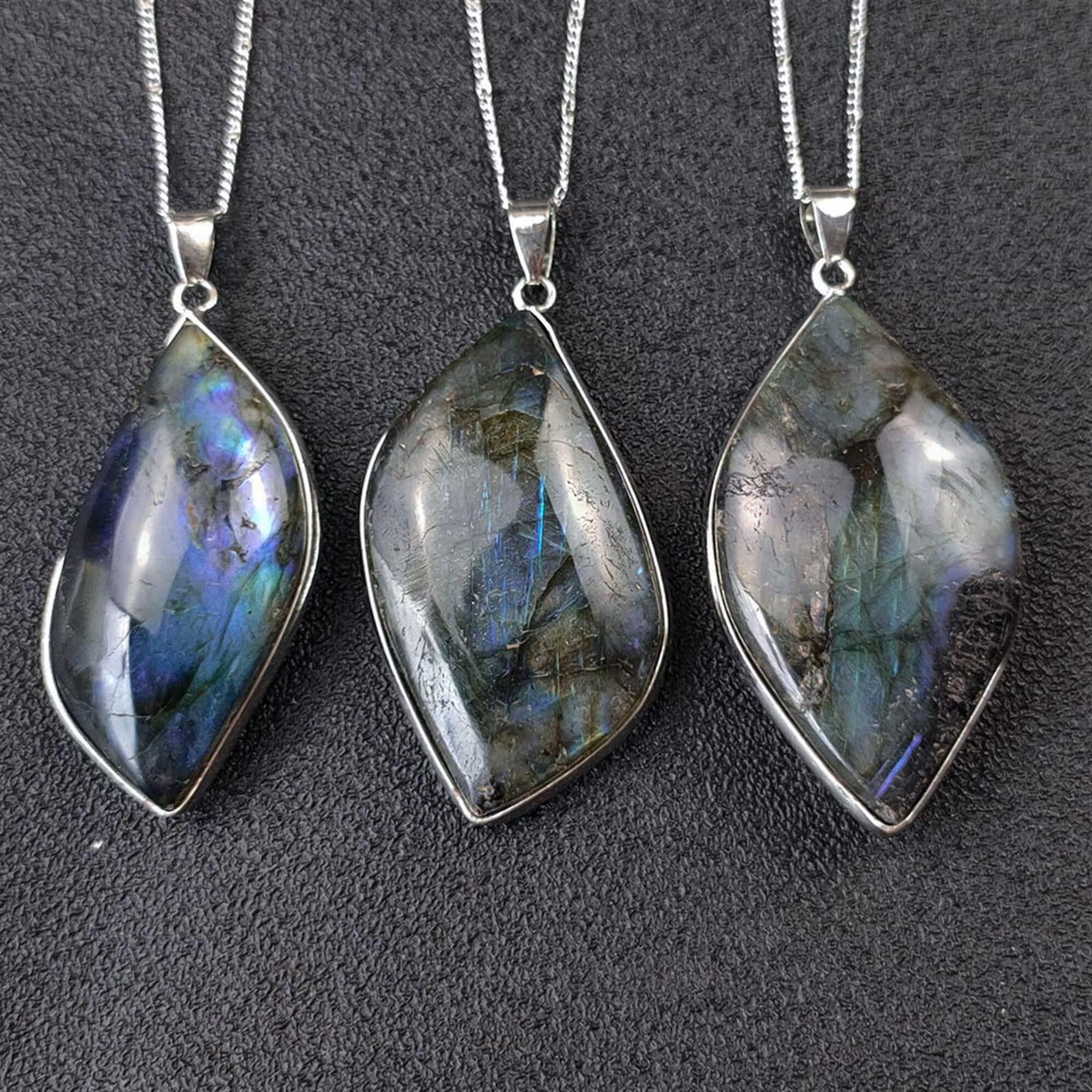 Natural Flash Labradorit Rough Stone Anhänger Halskette Zufällige Mode Charms Kreativität Schmuck Mineralprobe