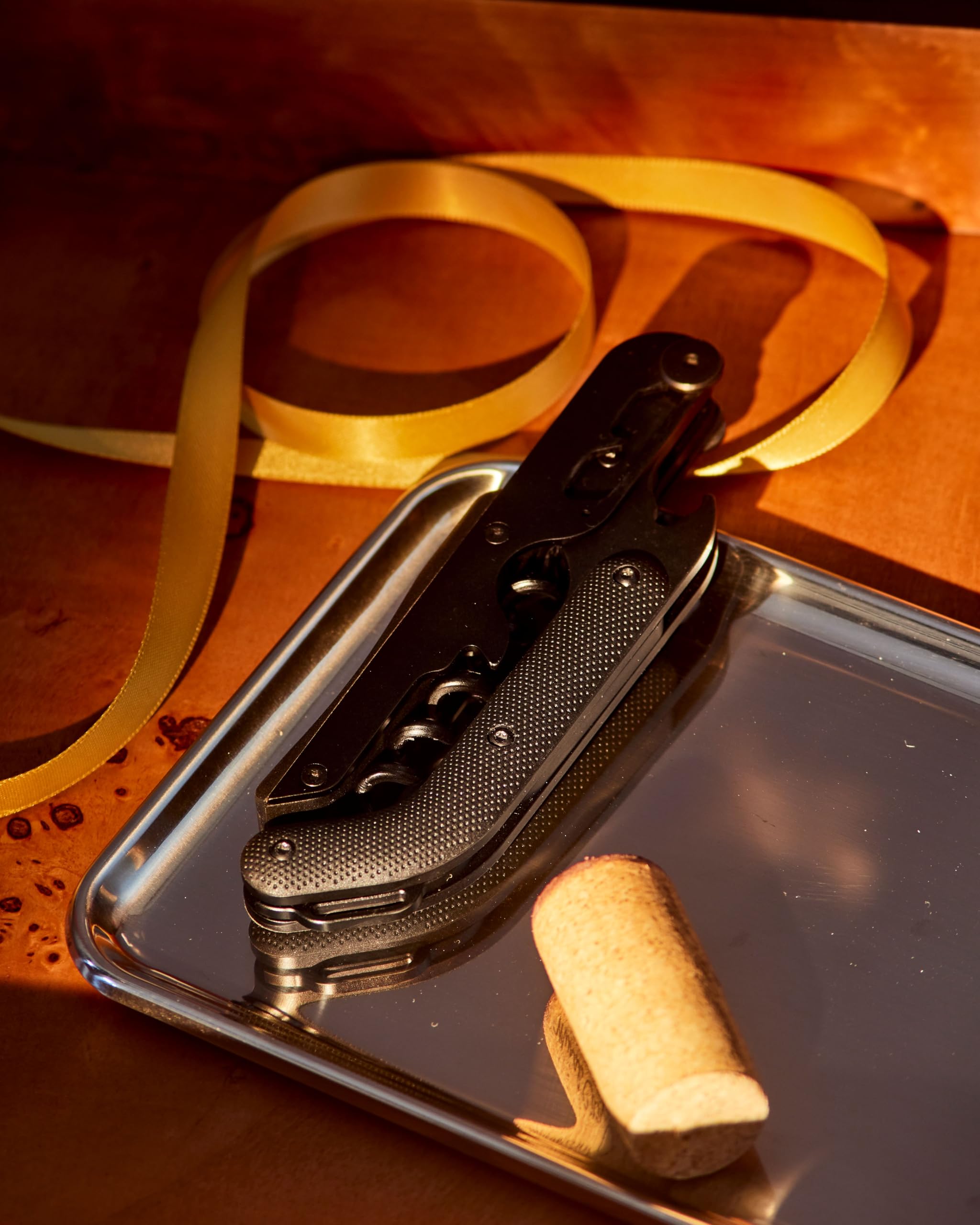 Craighill Best Wine Key - Stainless Steel Wine Opener with Corkscrew, Foil Cutter, and Crown Cap Bottle Opener, Heavy Duty, Sommelier Designed - Black