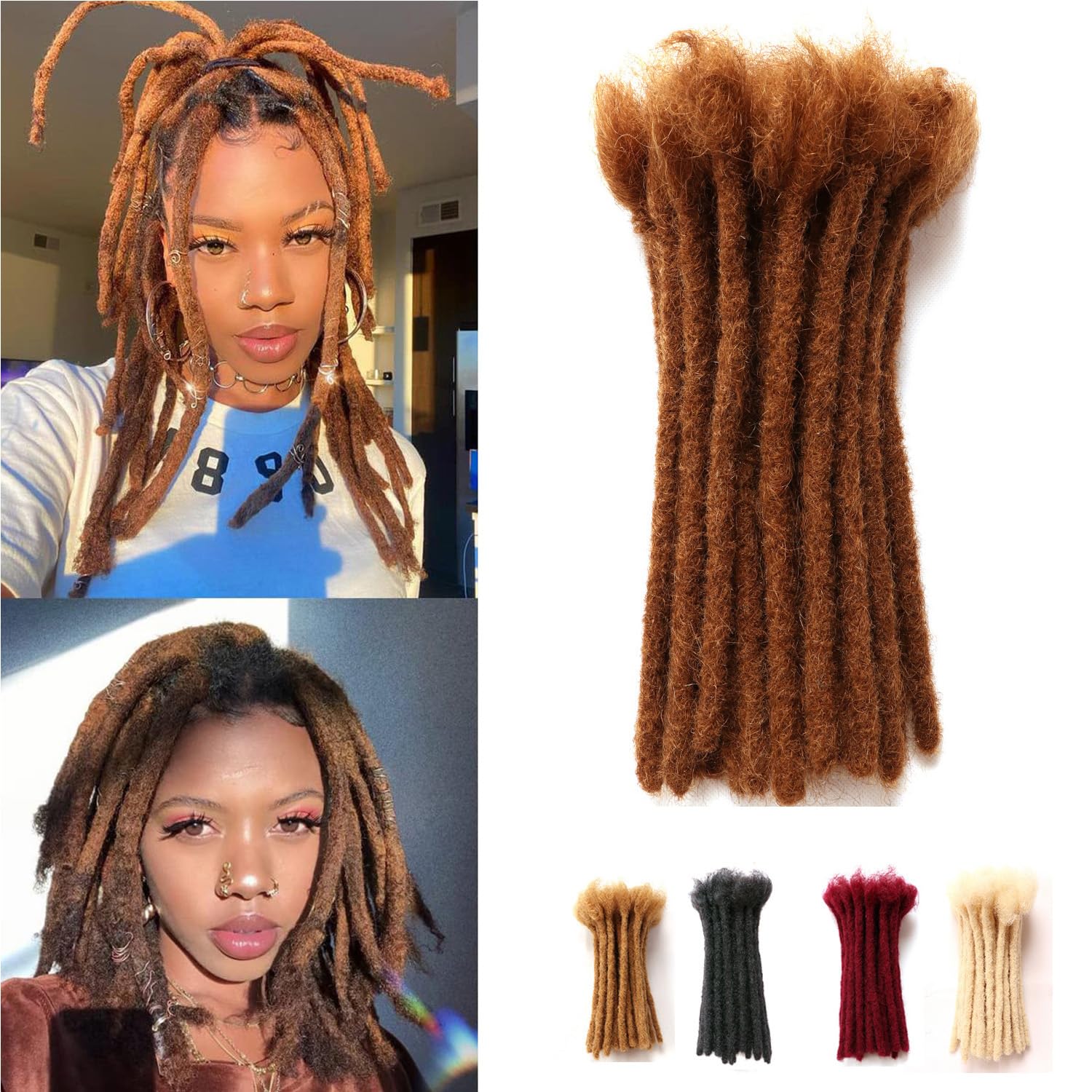Dreadlock Extensions Human Hair Extensions for Braiding 0.8cm Afro Kinkyhair for Braiding Black Hair Extensions Dreadlocks Extensions (#30-0.8cm