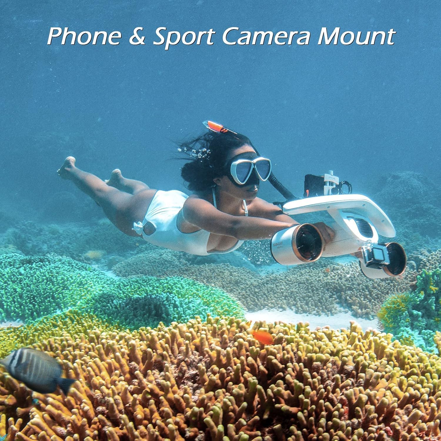 Mix the Double Motor Pro Underwater Scooter with waterproof bag - 2 speed mode 60 min depth 131FT with support for the camera and low battery alarm for snorkeling for pool diving - water scooter for adults and children 6 81kWUeWl1QL. AC SL1500