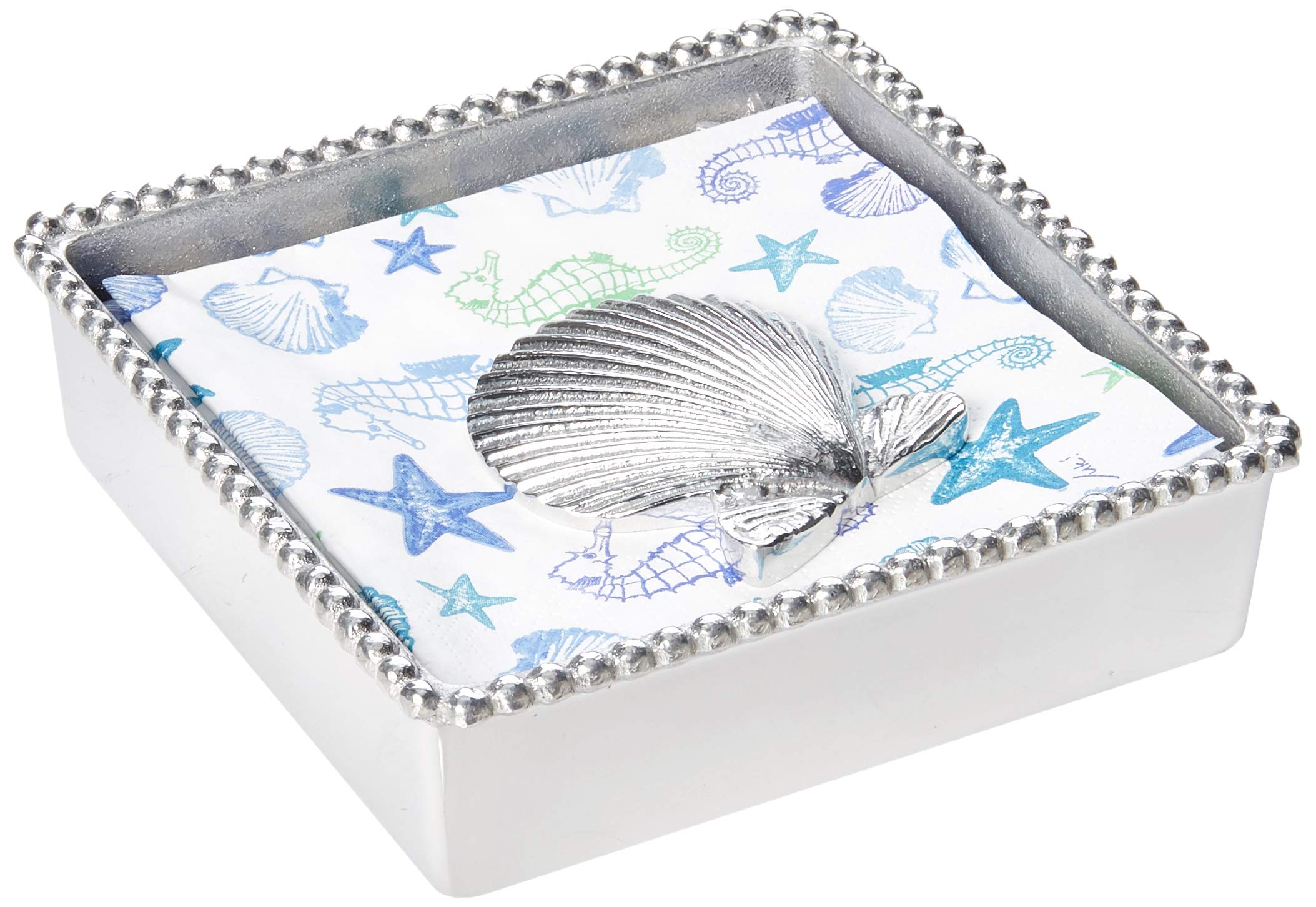 Mariposa Scallop Shell Beaded Napkin Box