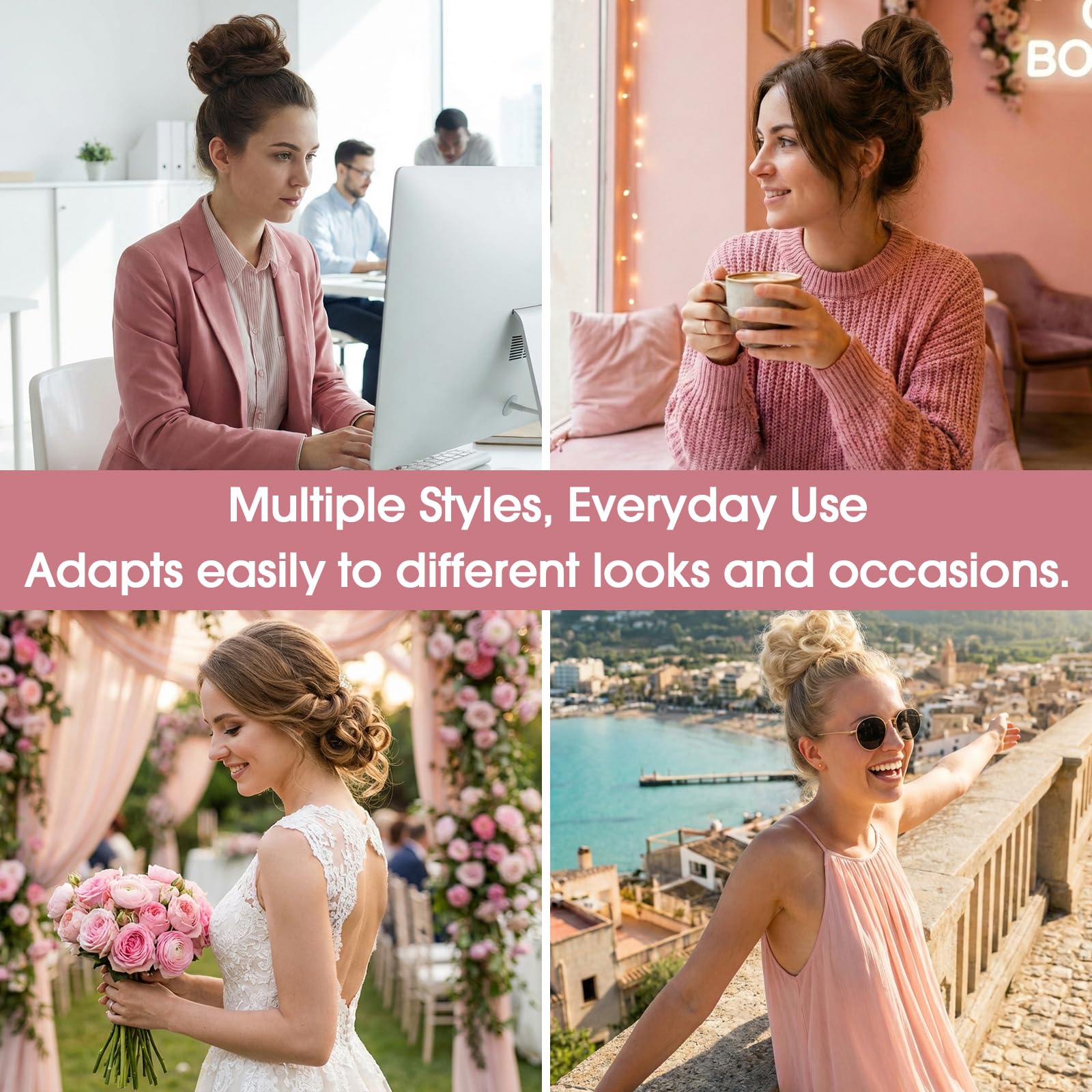 S-noilite Chignon Clip-in Capelli Umani con Ricci Naturali, Leggero e Voluminoso, Design a Clip Invisibile, Effetto Chignon da Salone per Ogni Giorno/Sposa/Festa, Nero Naturale #1B