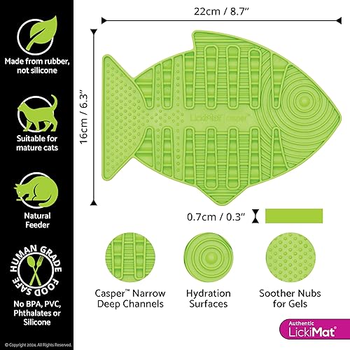 Miniatura 2 de Lickimat Casper & Felix - Comederos lentos de gato en forma de pescado para reducir aburrimiento y ansiedad felina perfectos para comida y golosinas.