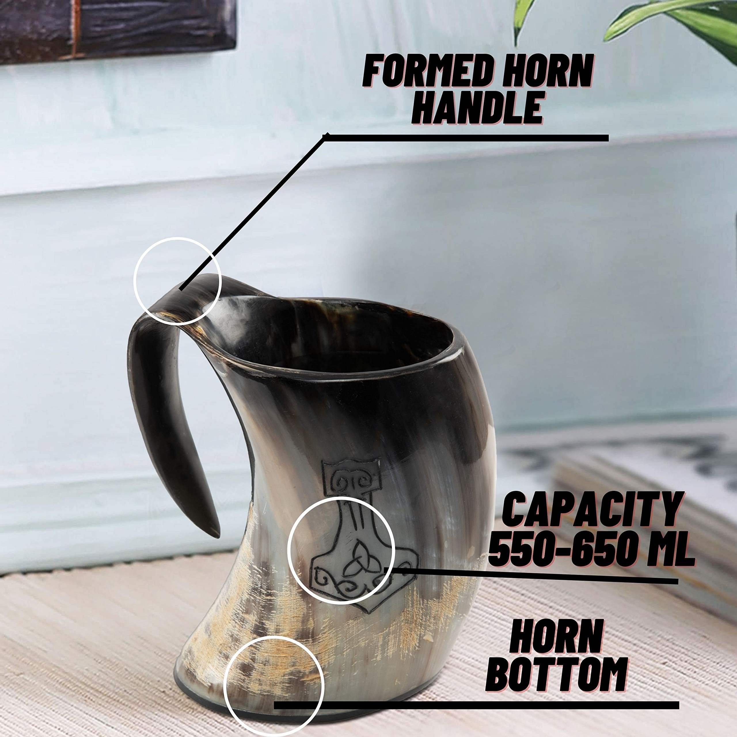 Viking Cup Drinking Ethically Sourced Domestic Horn Tankard Authentic Medieval Inspired Drinking Mug [500-750ML Capacity May Vary]