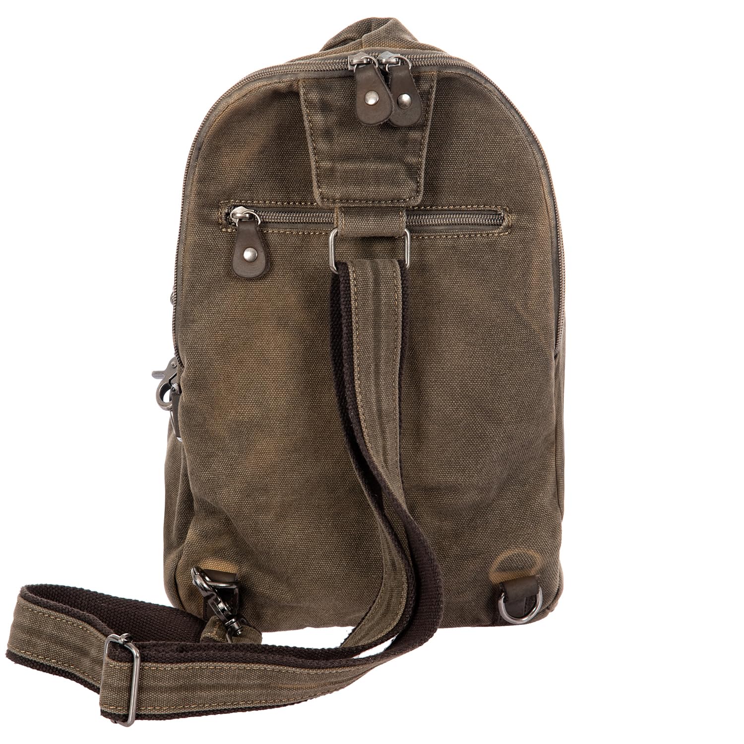 Avirex Monospalla in Canvas e Pelle Bovina Anticata, Tracolla Regolabile con Ampia Apertura, in Stile Militare, Collezione 140506, CNV0P