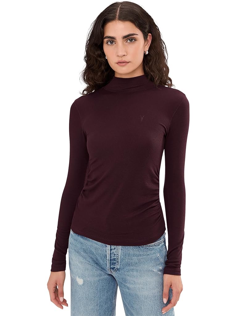 Red AllSaints Rina Long Sleeve Roll Neck