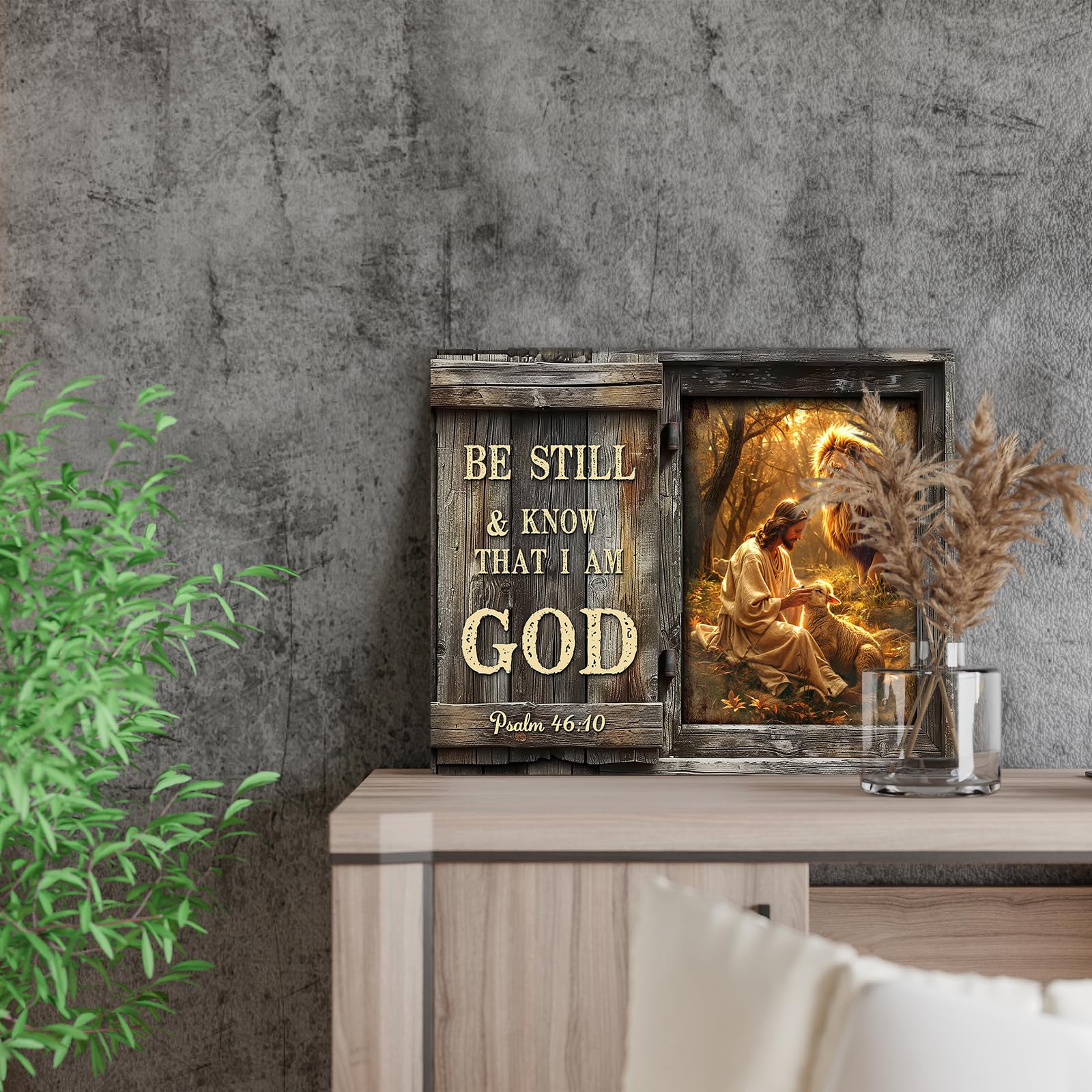 Farmhouse Bible Verse Wall Art - Jesus Lion Canvas -3 Farmhouse Bible Verse Wall Art - Jesus Lion Canvas -3