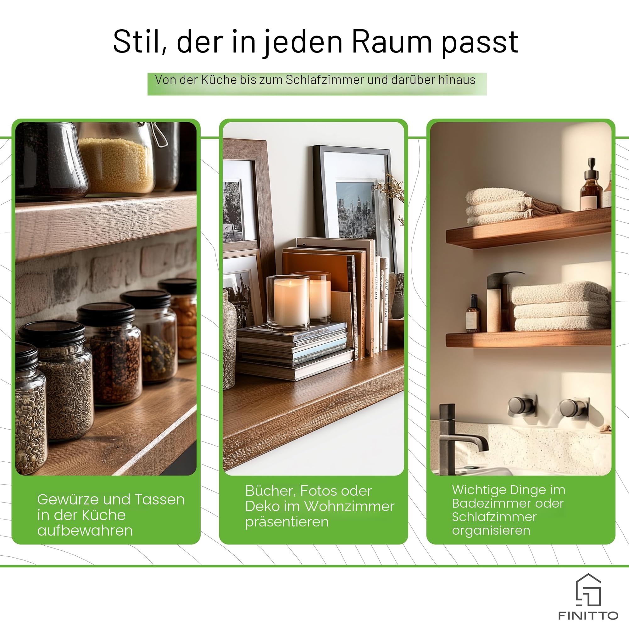 FILO | Schweberegal Akazie Massivholz | 2er Set Wandregal Holz & Wandboard | Premium Bücherregal für Wohnzimmer Deko & Wand Deko (Echtholz)