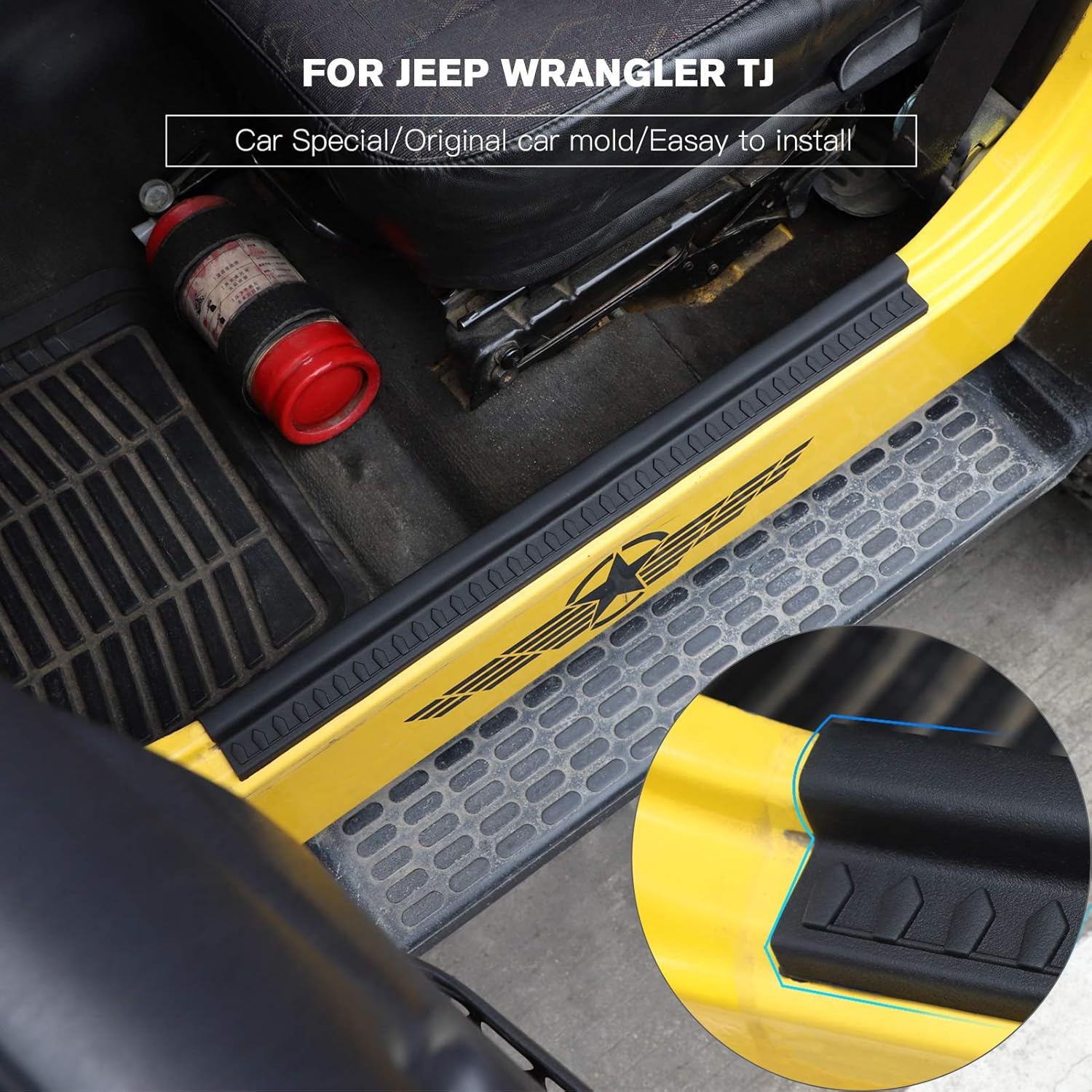 JeCar Door Sill Guards Door Entry Protectors Exterior Accessories for 1997-2006 Jeep Wrangler TJ