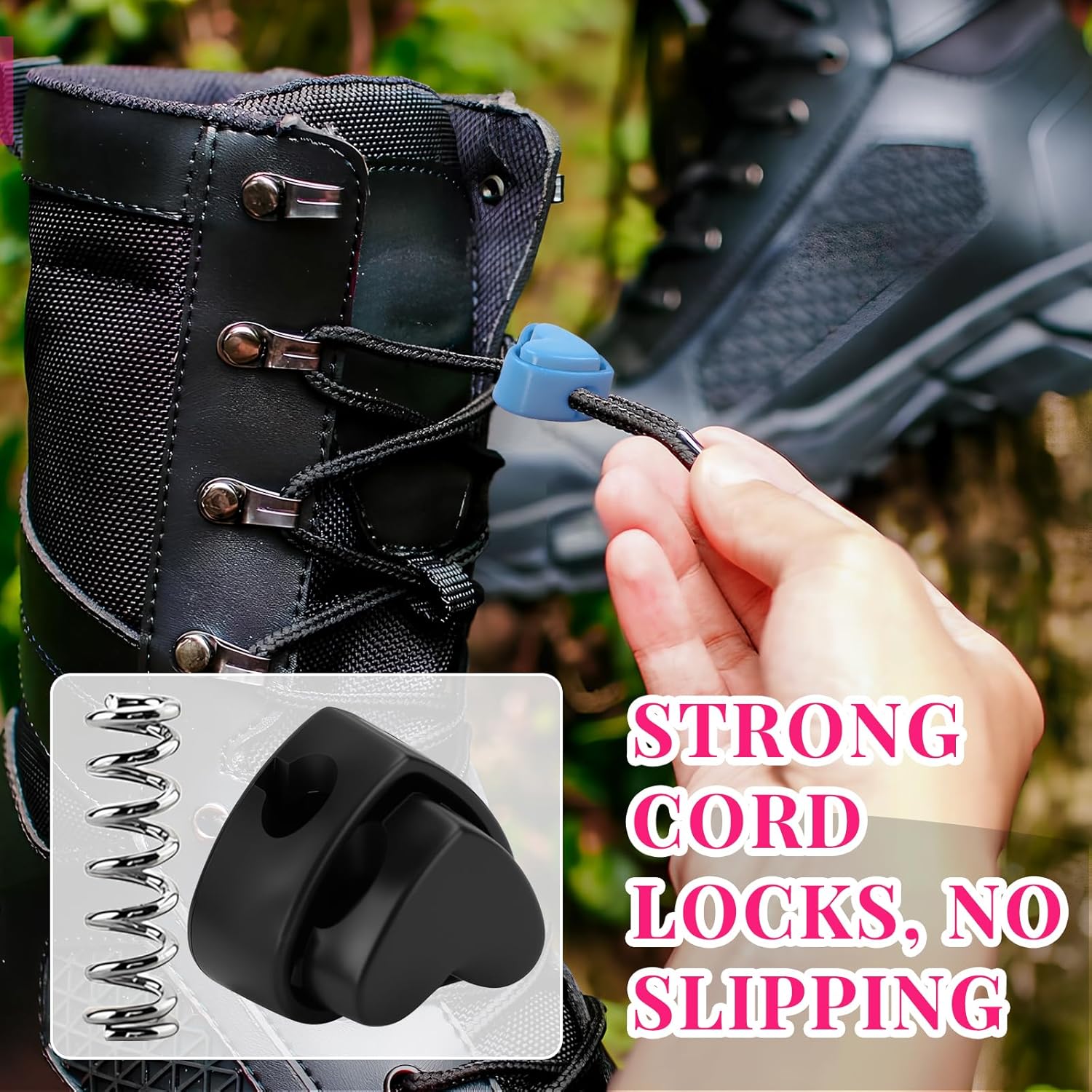 Hysagtek Plastic Cord Locks for Drawstrings Shoelaces, 100 Pcs Adjustable Round Cord Stops for Paracord, Backpacks - Image 7