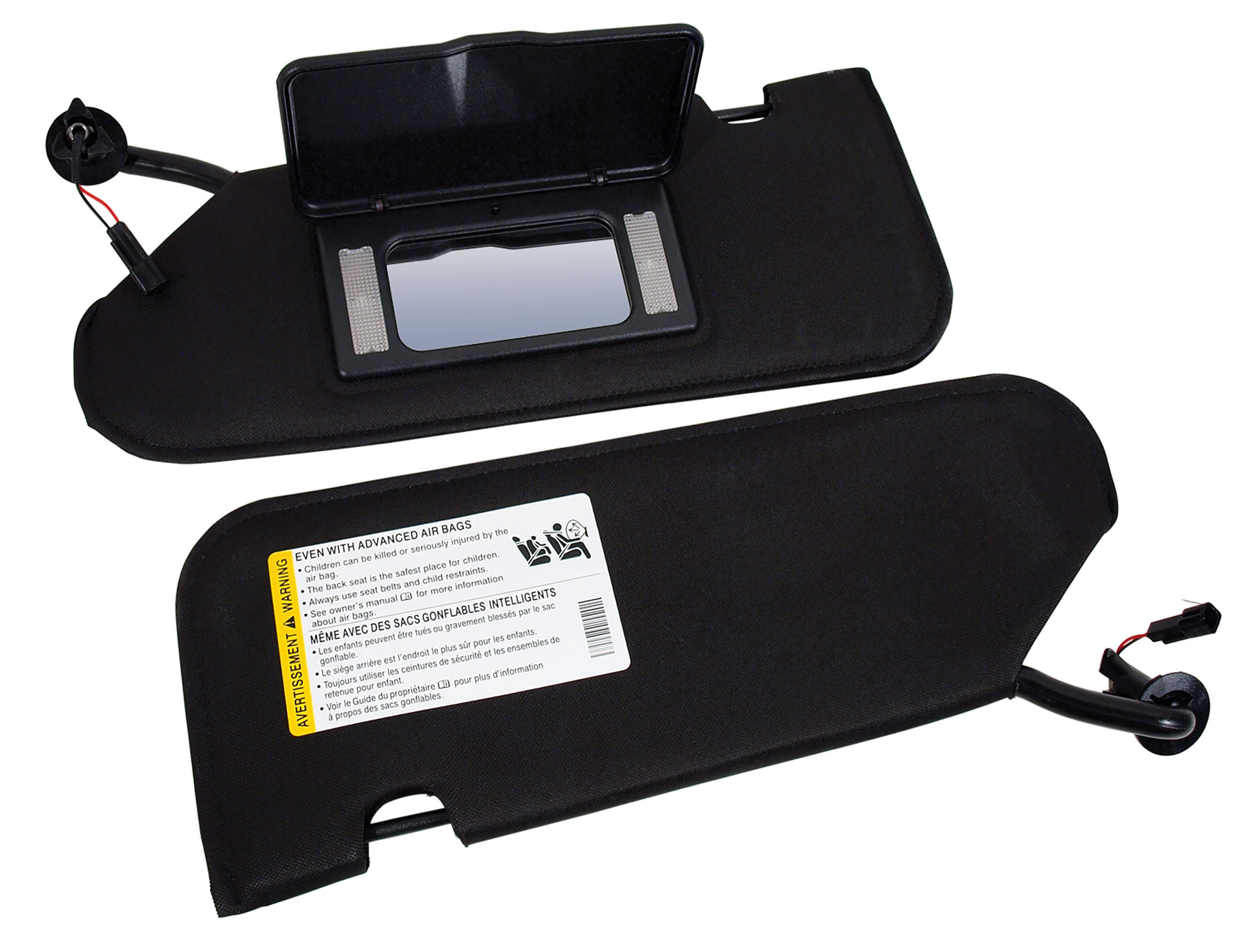 Sun Visor Set W/Vanity Mirrors & Upgraded LED Lighting - Black - for 2005-2013 C6 Corvette