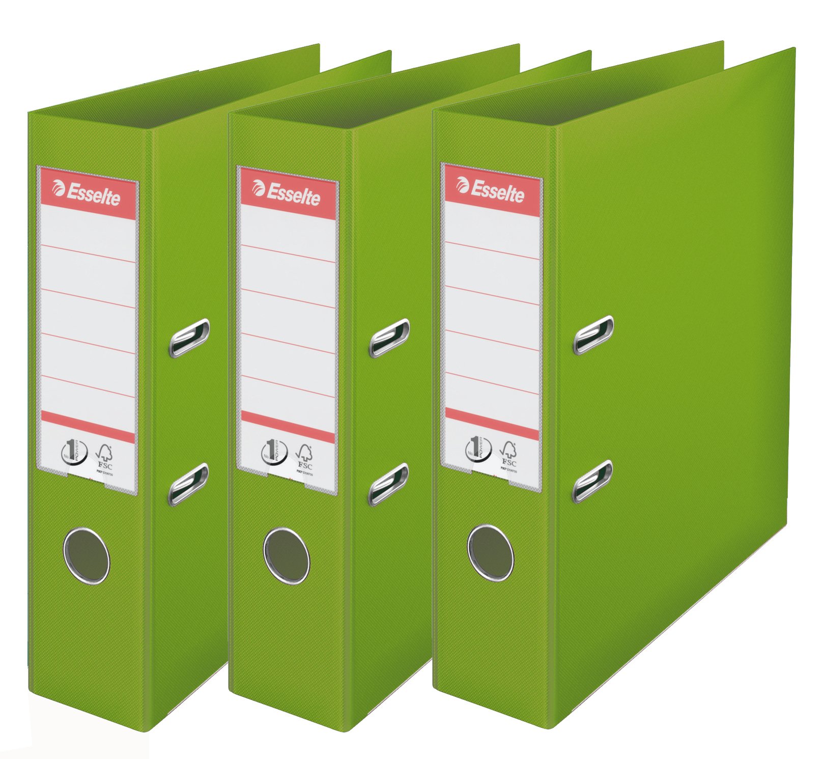 Esselte N°1 Set of 3 Power Lever Arch Files Back 75 mm Light Green