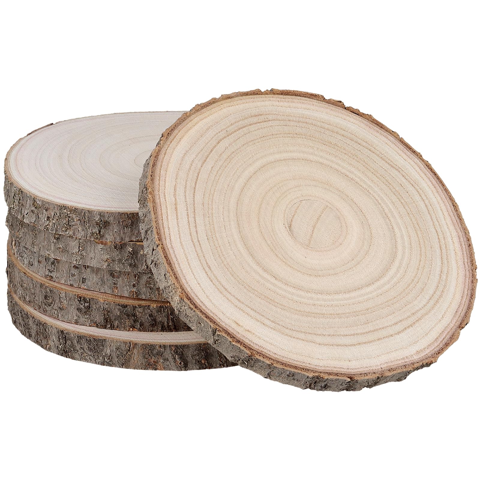6 rodajas de madera de paulownia natural, rodajas de madera de 18 a 20 cm, círculos de madera sin terminar, discos redondos de madera para manualidades, bricolaje, decoración de Navidad (1,5 cm