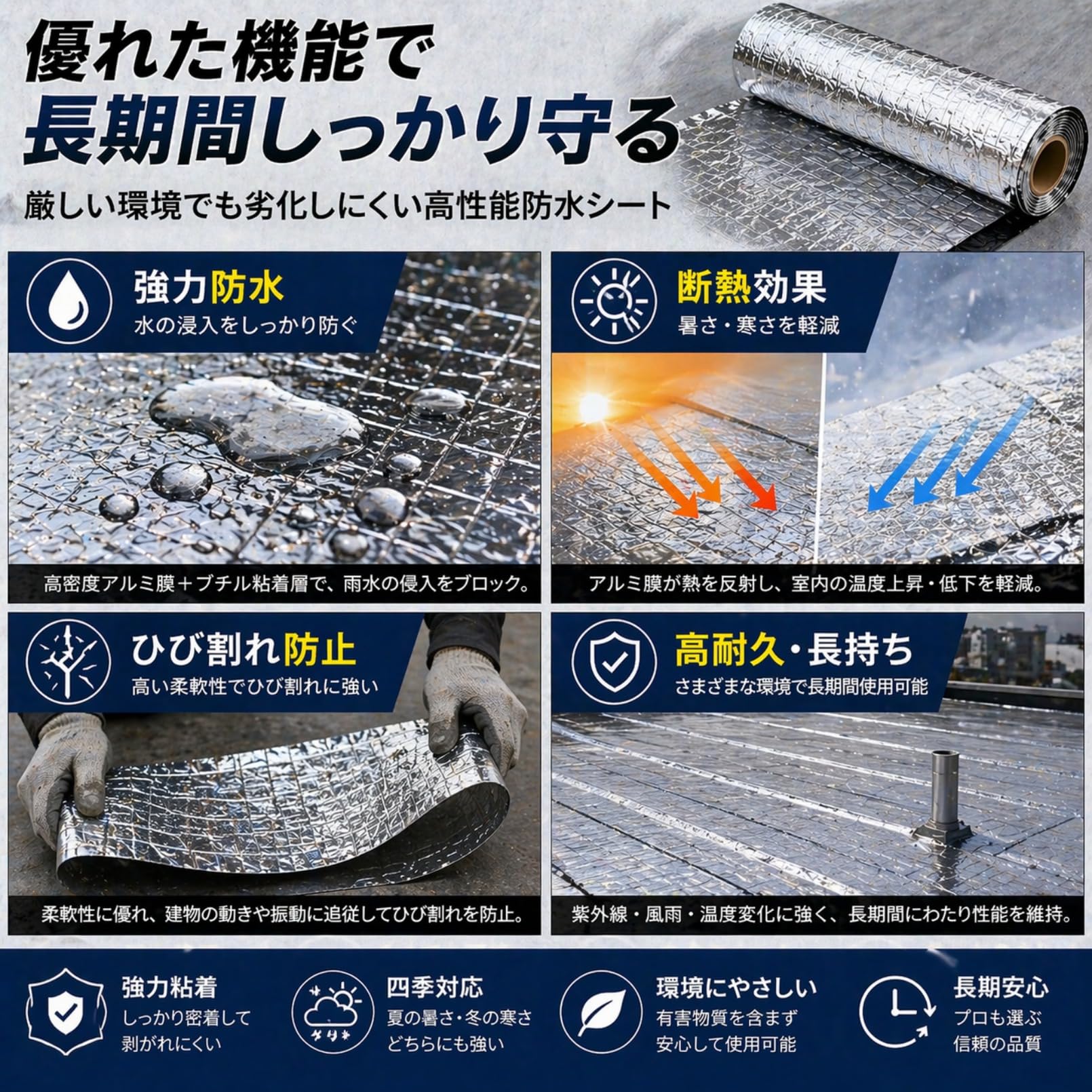 Amazon.co.jp: 防水シート 屋根 防水テープ 自己粘着 厚さ約1mm アルミ