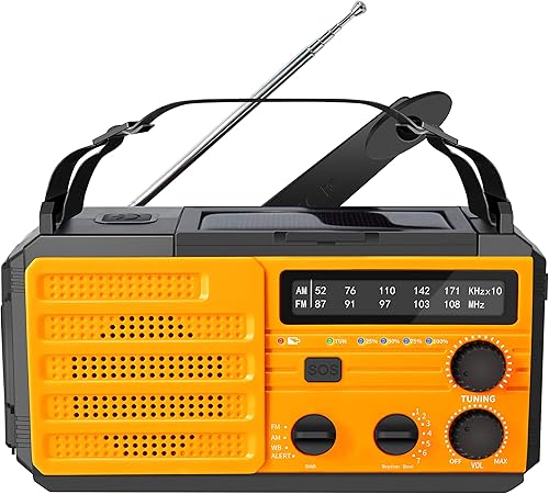 Kaito Voyager V3 Radio de emergencia AMFM NOAA Alerta meteorológica de 4 vías con manivela solar receptor de radio con linterna LED y cargador de