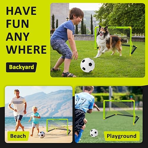 Miniatura 5 de Eastgoing Juego de portería de fútbol portátil, mini red de fútbol para interiores y exteriores con red, pelota y bomba. Juegos de portería de