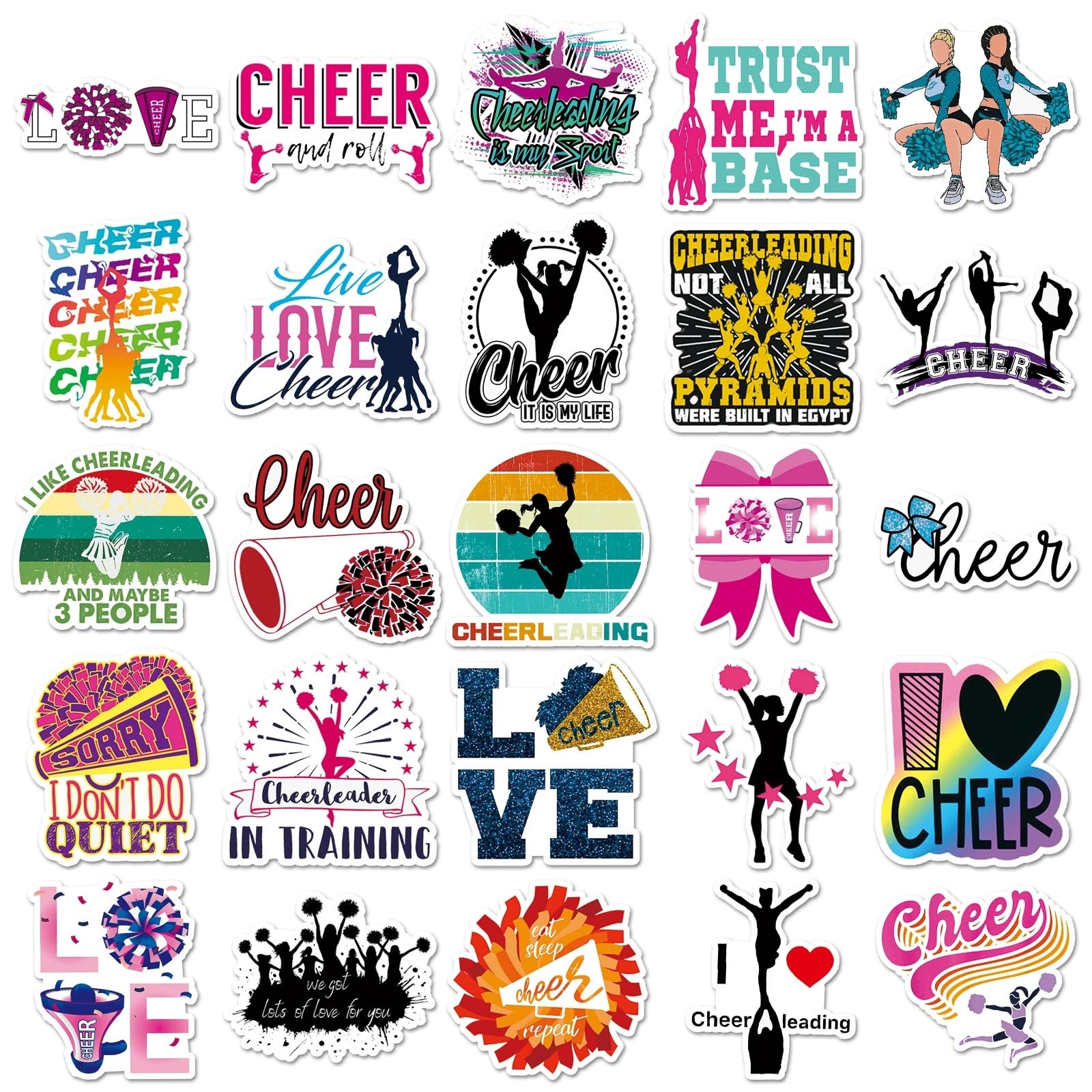Cheer Stickers Cheerleader Stickers Pack 50PCs Vinyl Waterproof Decals,Perfect Cheer Gifts for Cheerleader Girls,Motivational Positive Stickers for Water Bottles Laptop Computer Luggage Cup - Image 4