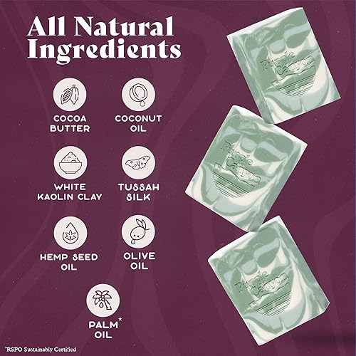 Miniatura 9 de PURPLE CANYON Paquete de 3 jabones hechos a mano, 4 onzas cada uno, jabón en barra con aceite esencial de lavanda, manteca de cacao y aceite de