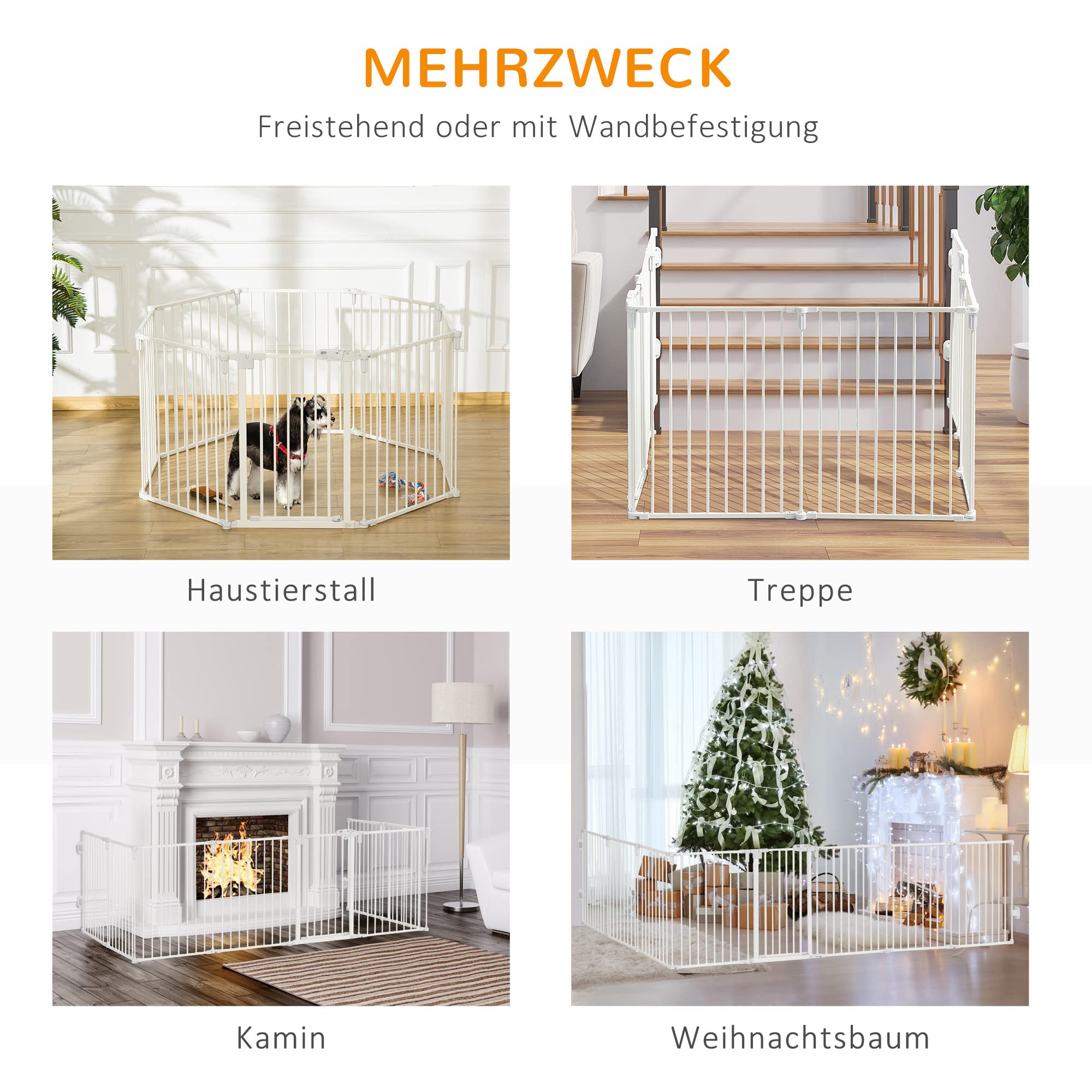 PawHut Puppy Run Outdoor Behuizing voor Honden Beschermrooster 8 Panelen 60 x 76 cm Wit