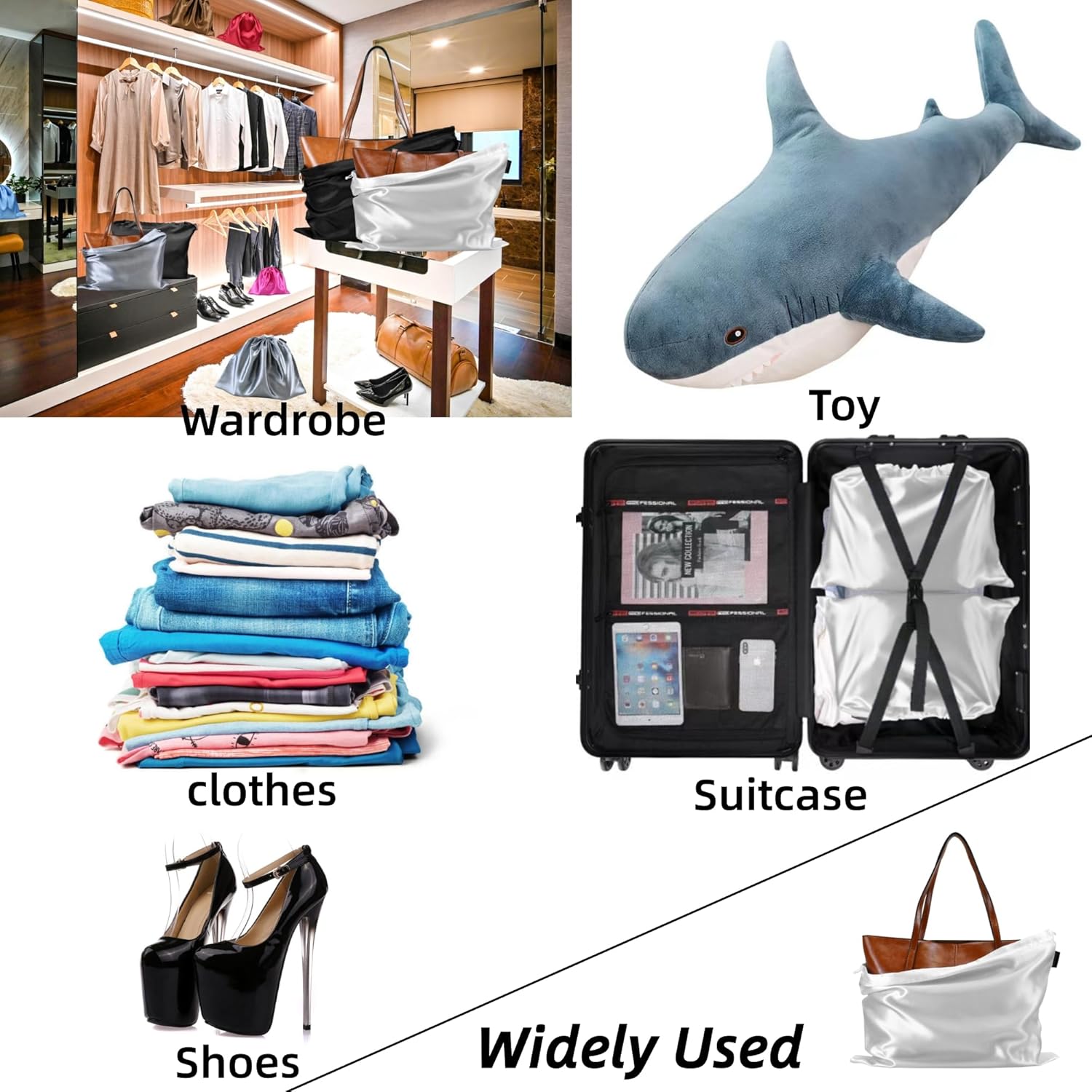 12 Pack Dust Bags for Handbags Storage Silk Cloth Bag With Drawstring Travel Storage Pouch for Handbag Purse Shoes Boots - Image 5